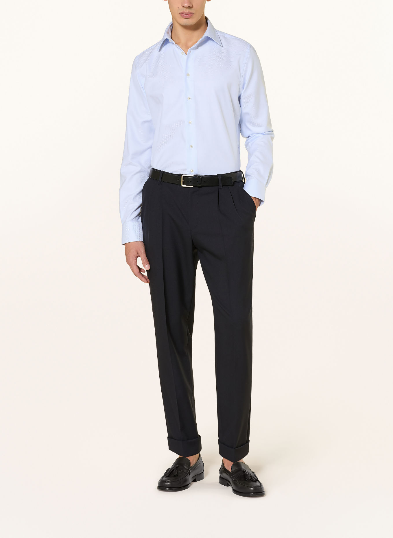 PROFUOMO Chemise coupe slim: BLEU CLAIR / BLANC
