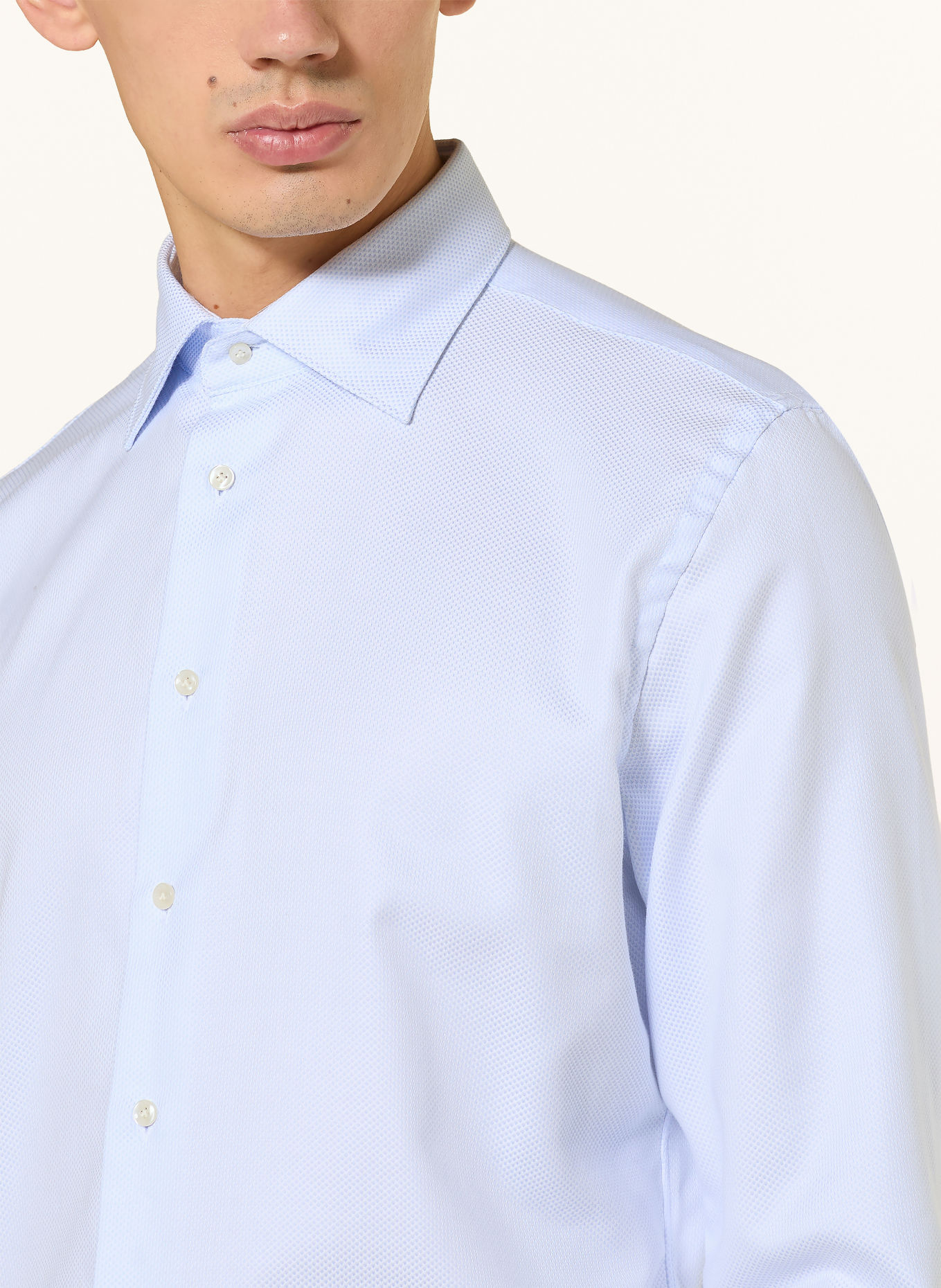 PROFUOMO Chemise coupe slim: BLEU CLAIR / BLANC