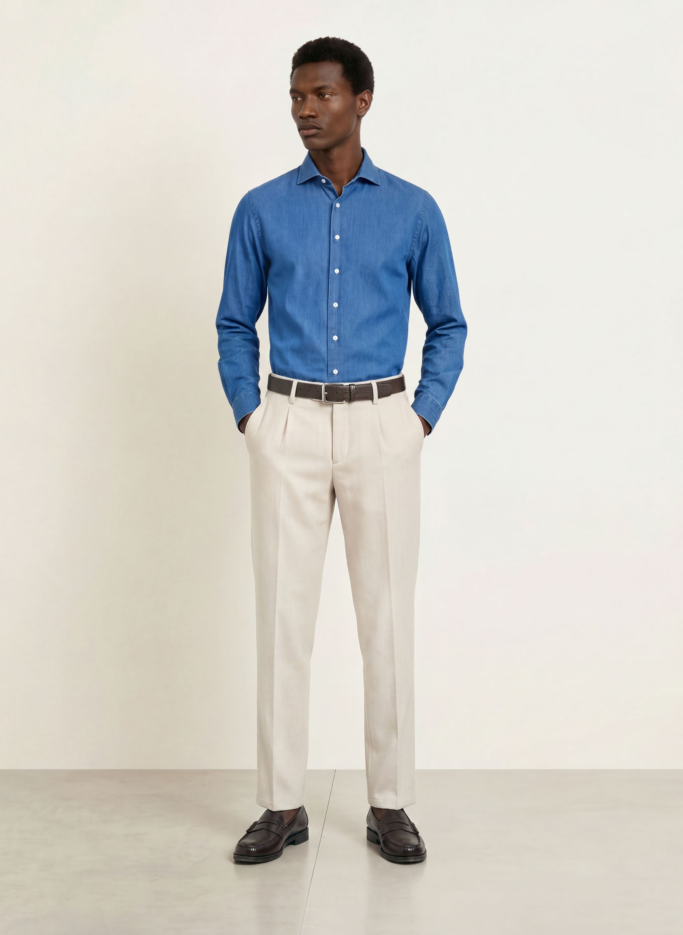 PROFUOMO Chemise coupe ajustée: BLEU