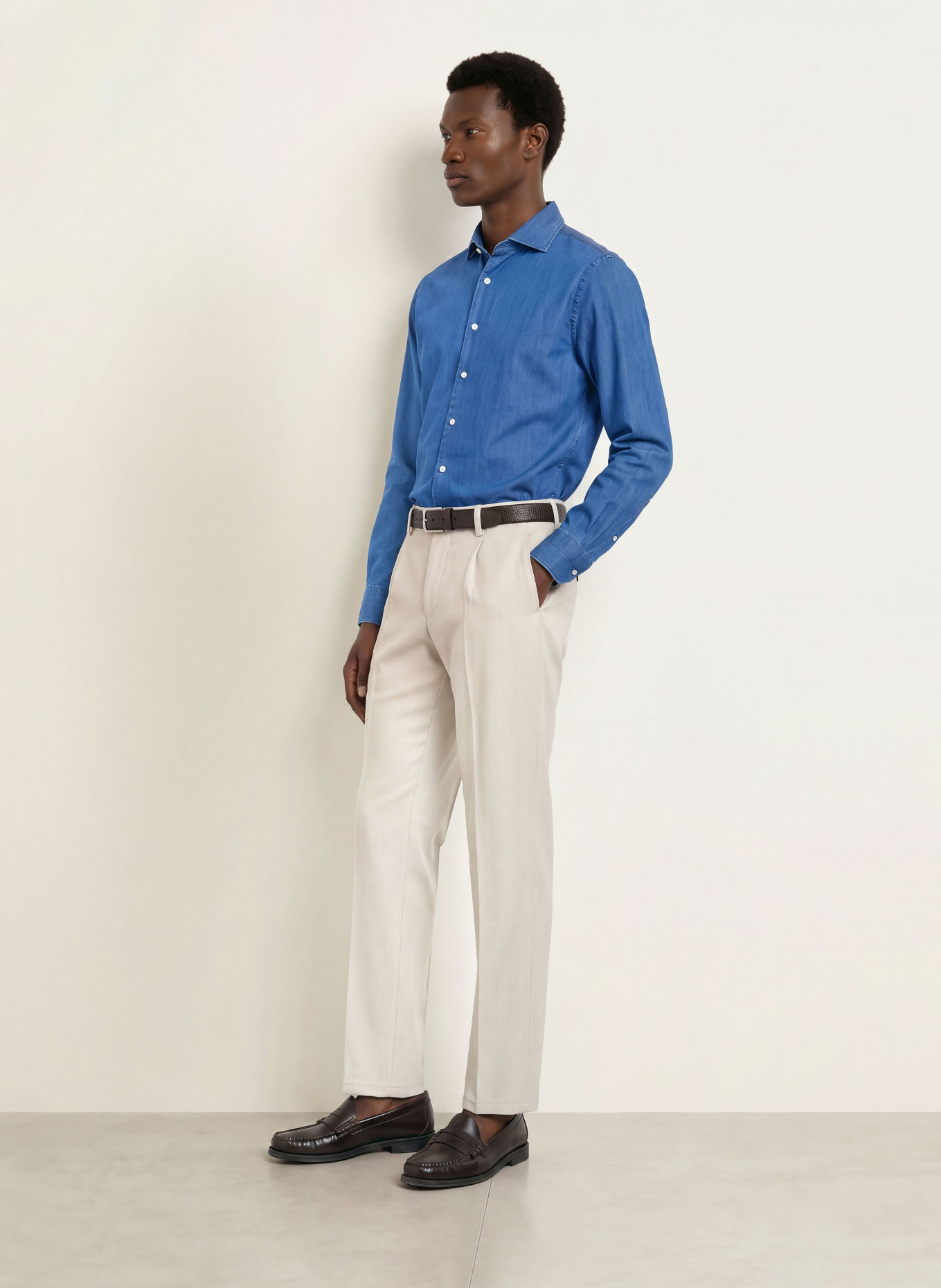 PROFUOMO Chemise coupe ajustée: BLEU