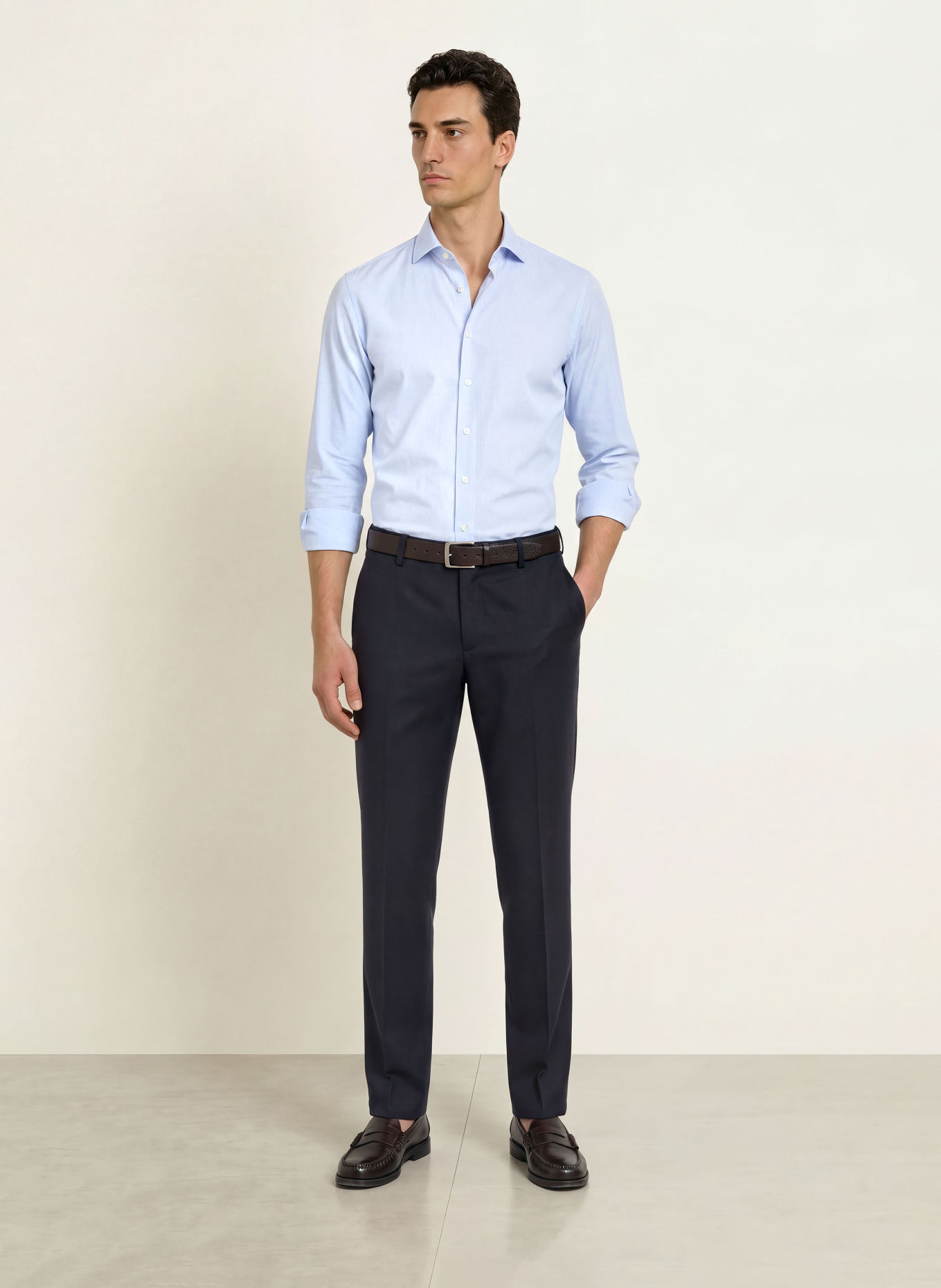 PROFUOMO Chemise coupe ajustée: BLEU CLAIR / BLANC