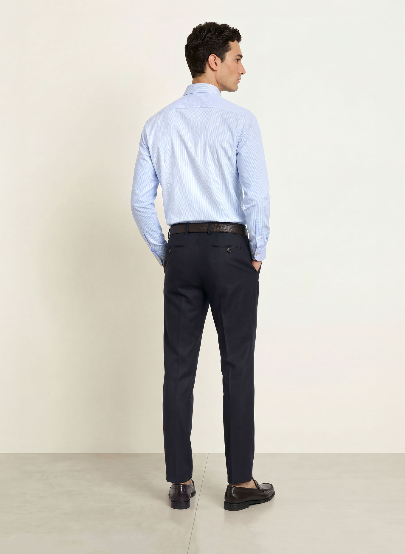 PROFUOMO Chemise coupe ajustée: BLEU CLAIR / BLANC
