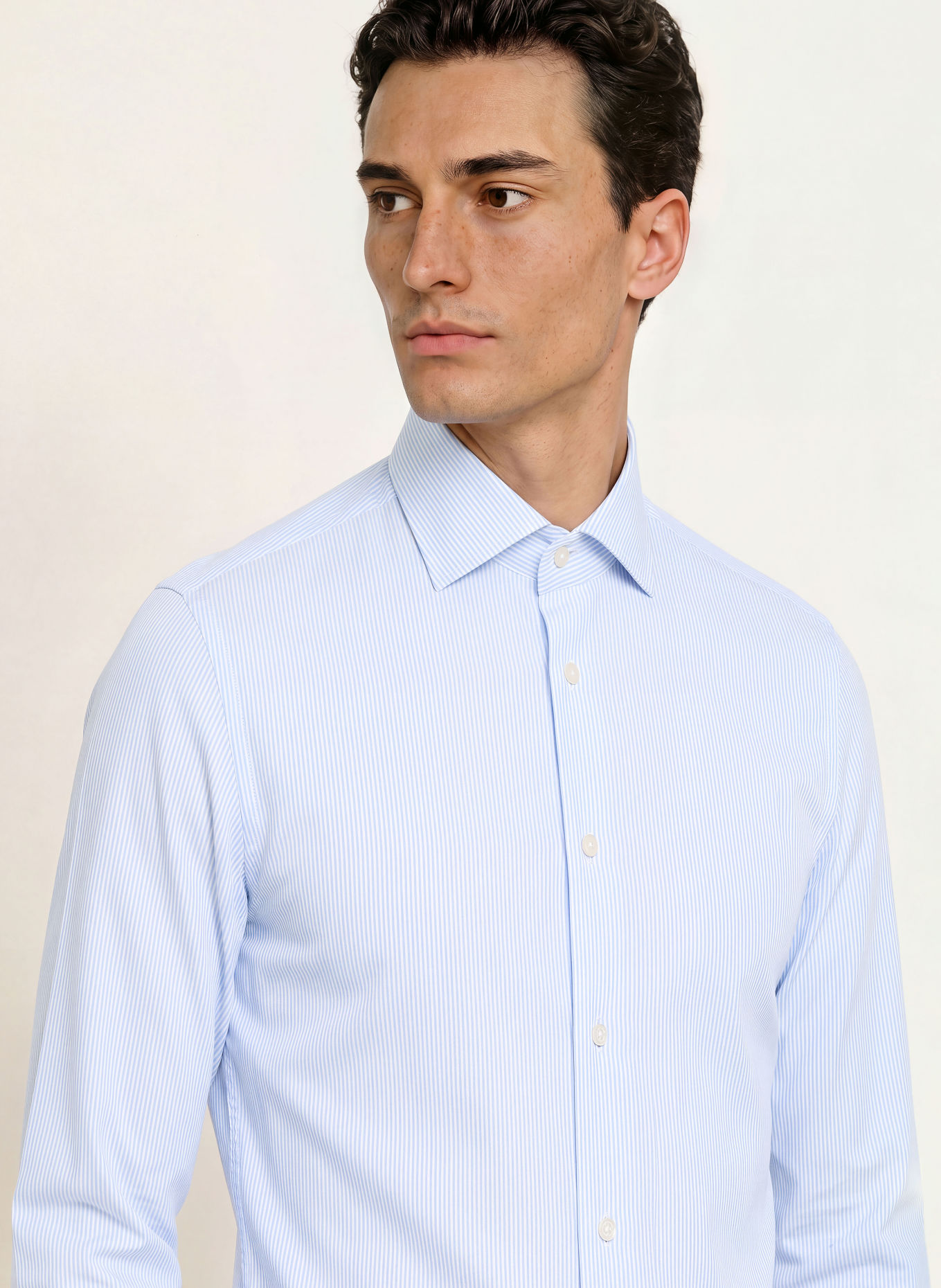 PROFUOMO Chemise coupe ajustée: BLEU CLAIR / BLANC