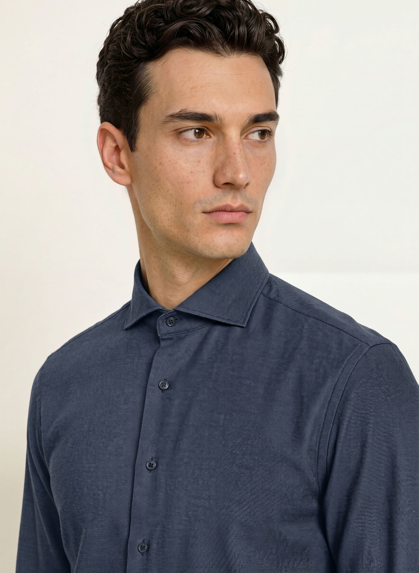 PROFUOMO Chemise en jersey coupe slim: BLEU FONCÉ