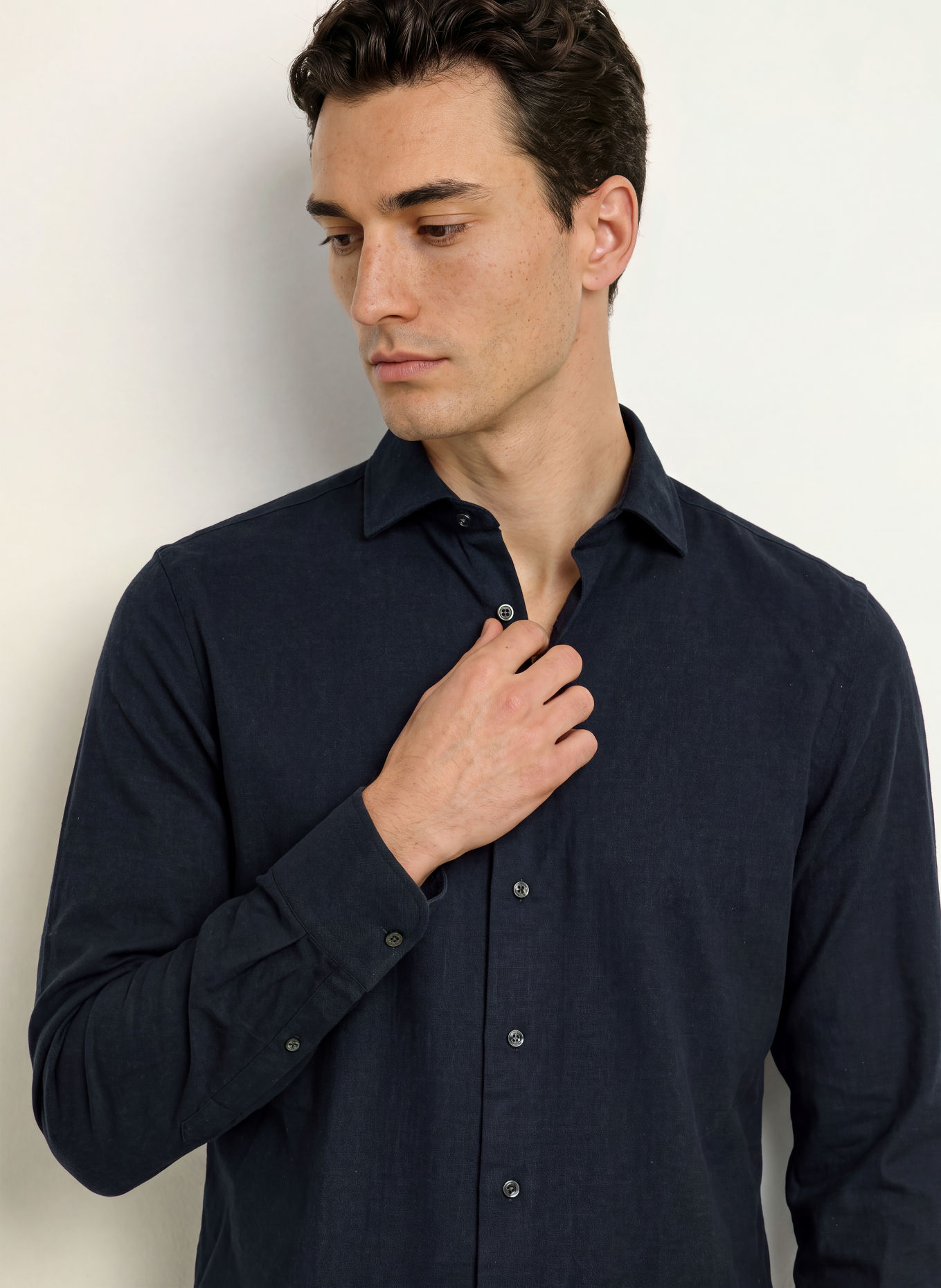 PROFUOMO Slim-Fit Shirt: DARK BLUE
