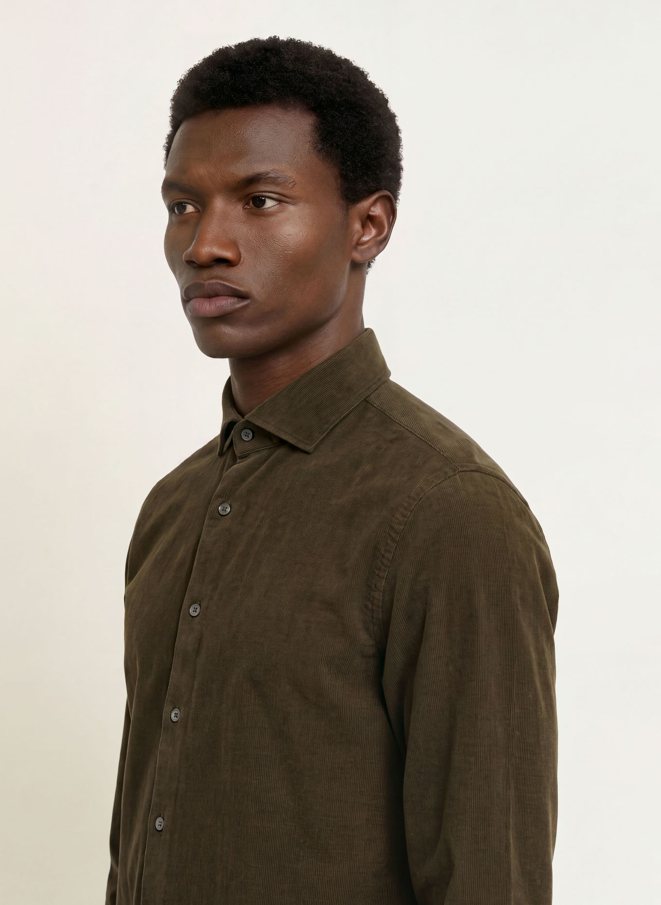 PROFUOMO Chemise en velours côtelé, coupe Comfort Fit: GROEN