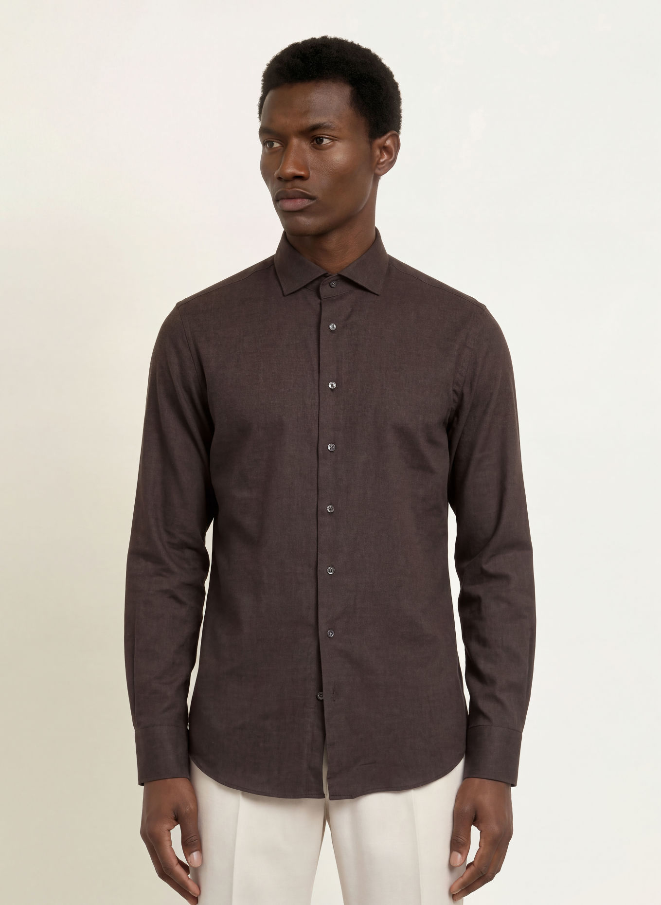 PROFUOMO Overhemd, slim fit: MARRON FONCÉ