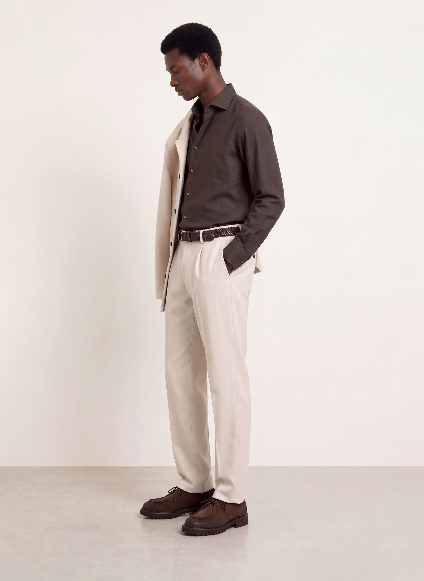 PROFUOMO Overhemd, slim fit: MARRON FONCÉ
