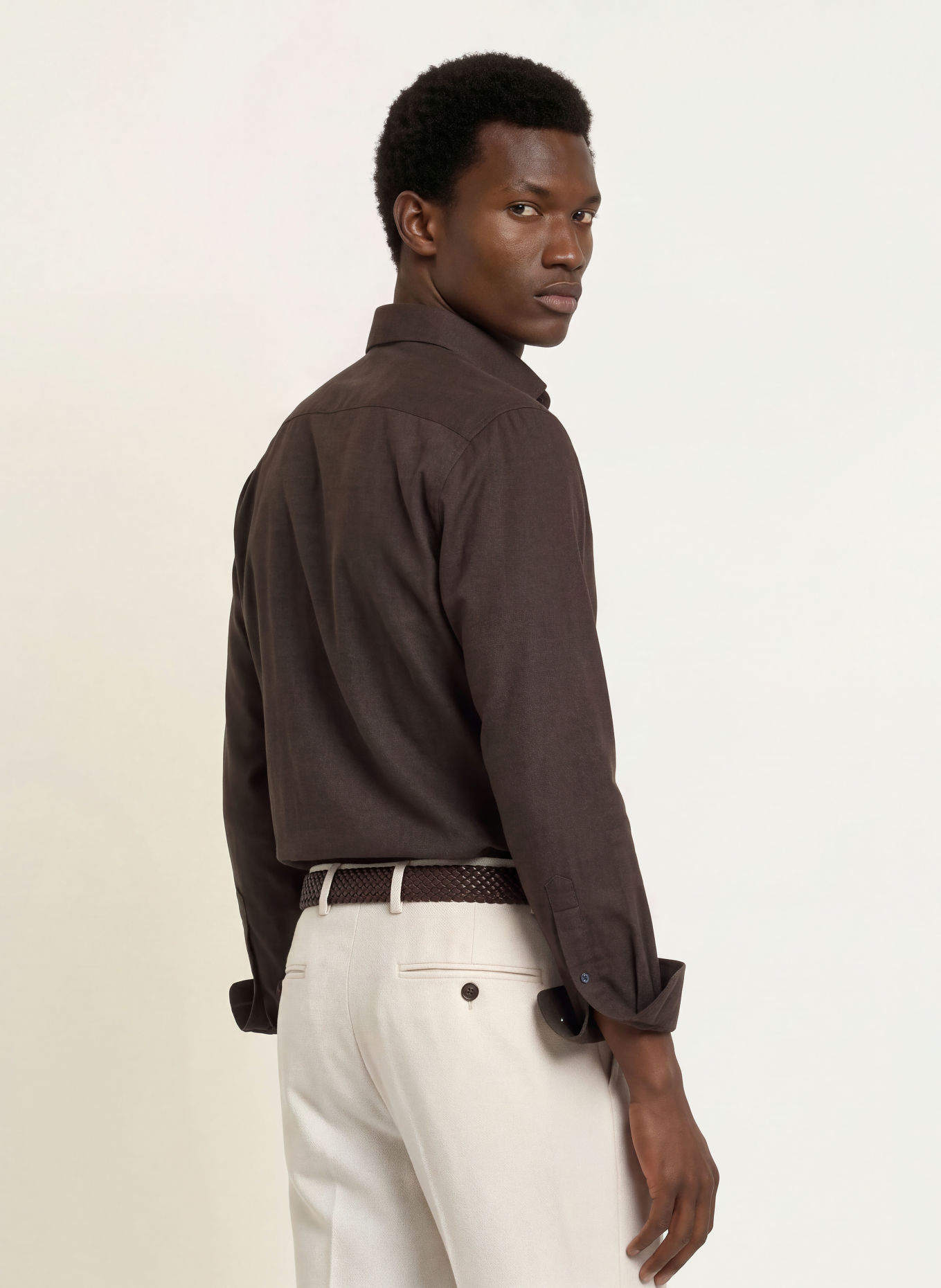 PROFUOMO Overhemd, slim fit: MARRON FONCÉ