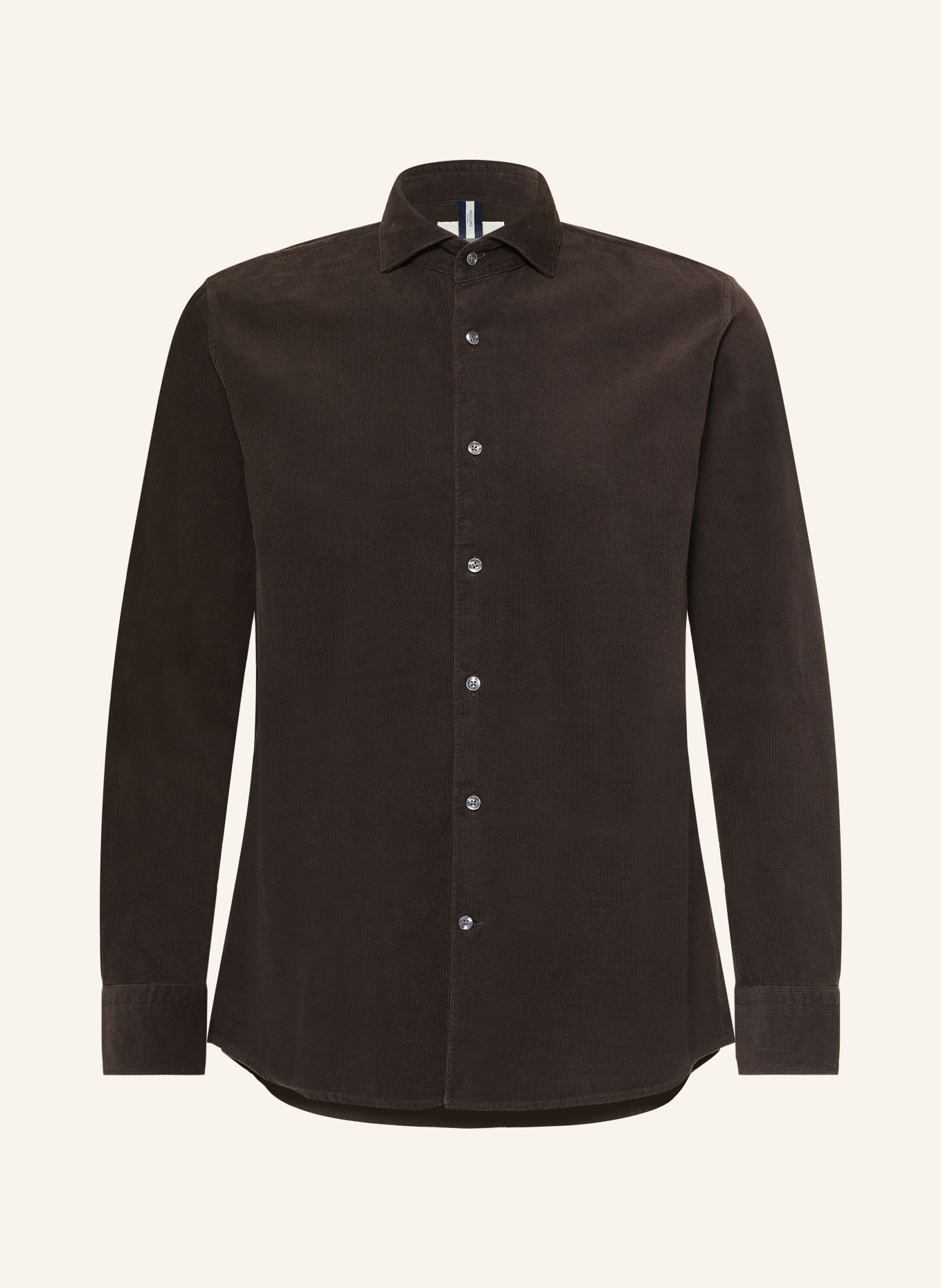 PROFUOMO Chemise en velours côtelé, coupe confortable: MARRON FONCÉ