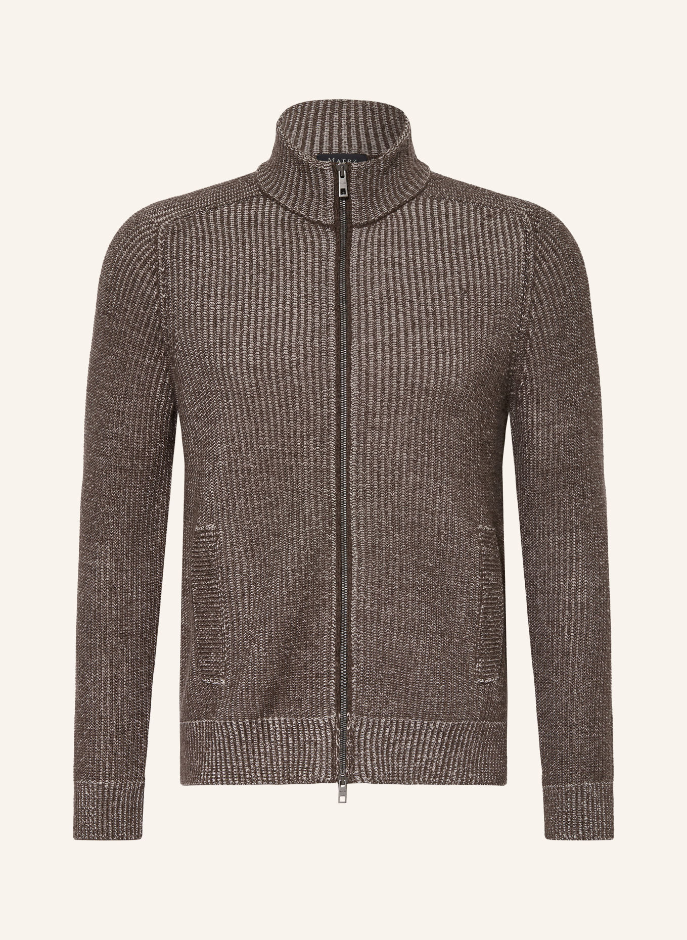 MAERZ MUENCHEN Vest van merinowol: MARRON FONCÉ / ECRU