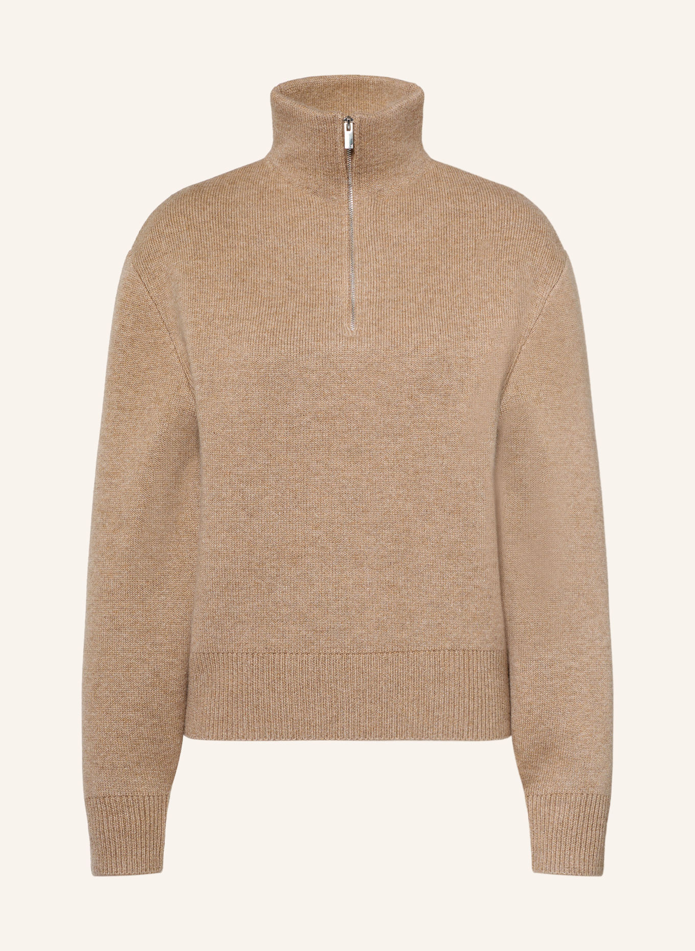 ALMADA LABEL DANA Half-zip sweater with Merino Wool and Cashmere: BEIGE