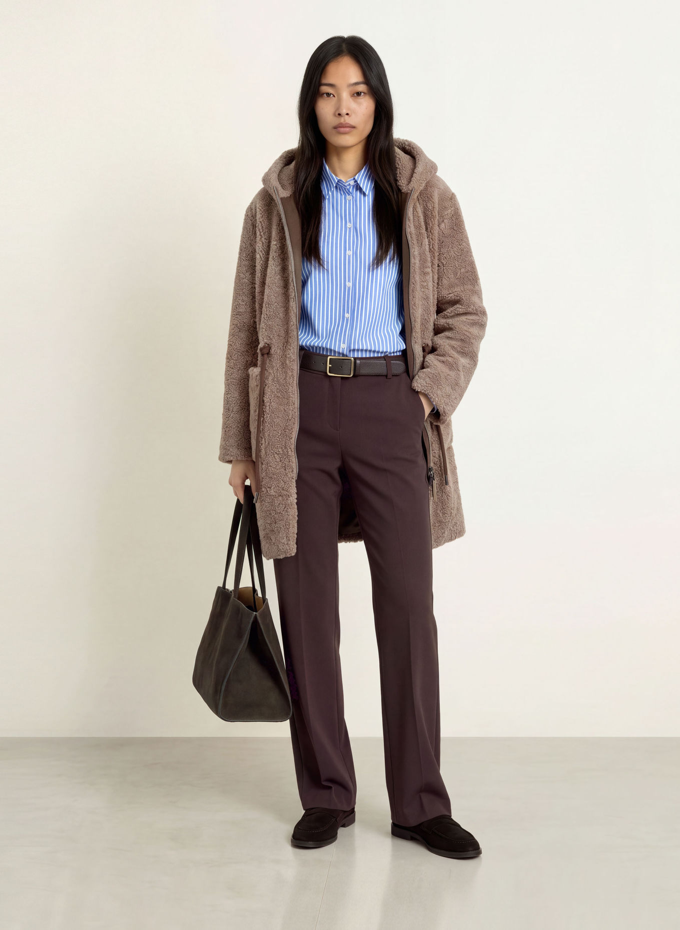 BRAX Fuskpelsfrakke YASMIN: TAUPE