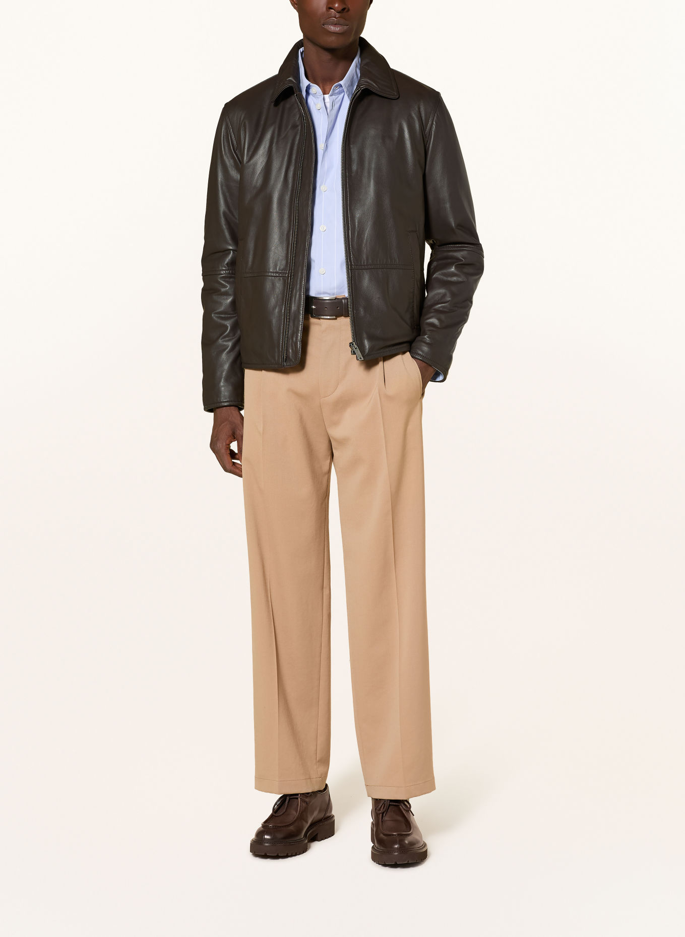 STRELLSON Lederjacke KELLAN: DUNKELBRAUN