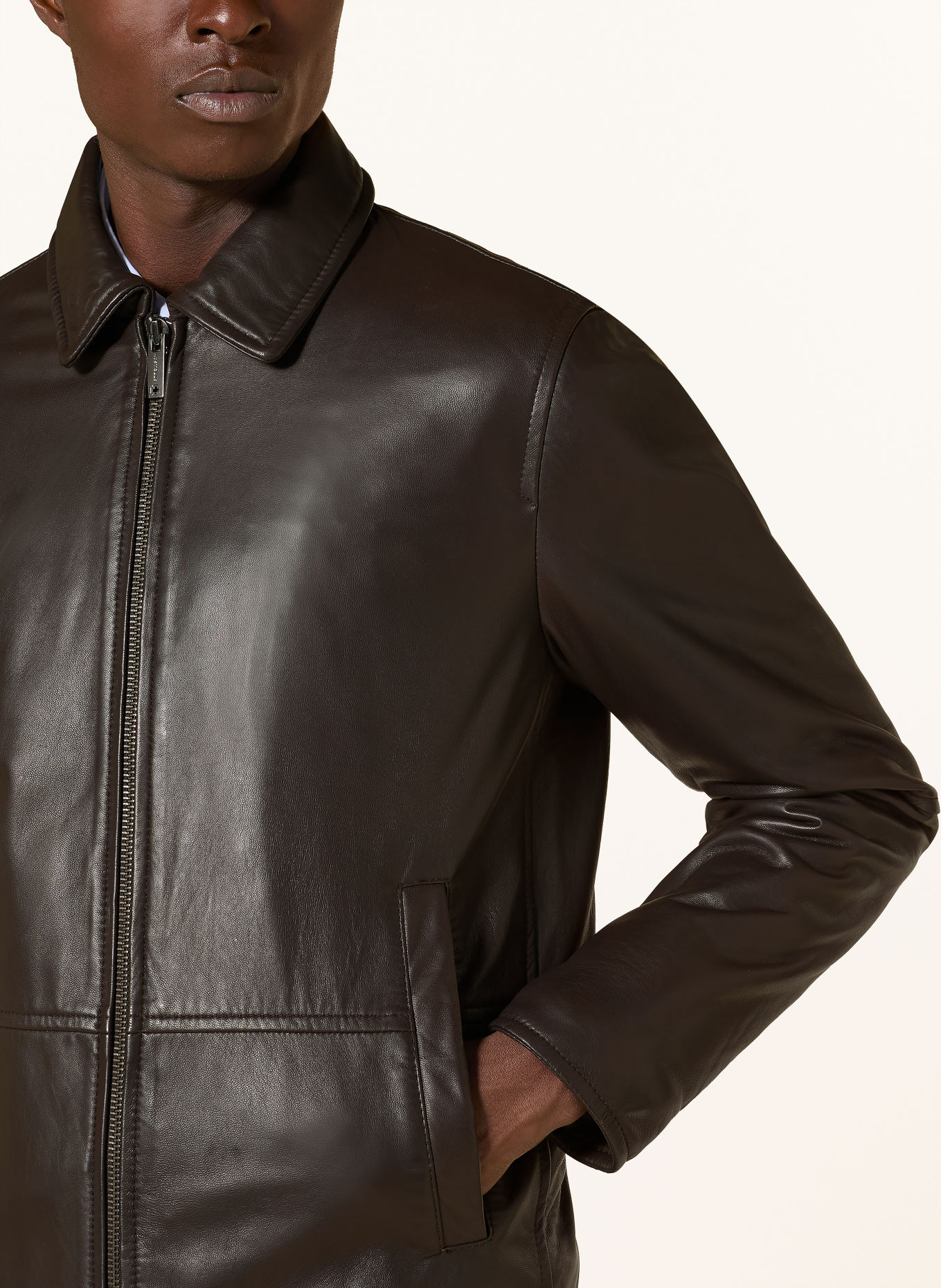 STRELLSON Lederjacke KELLAN: DUNKELBRAUN