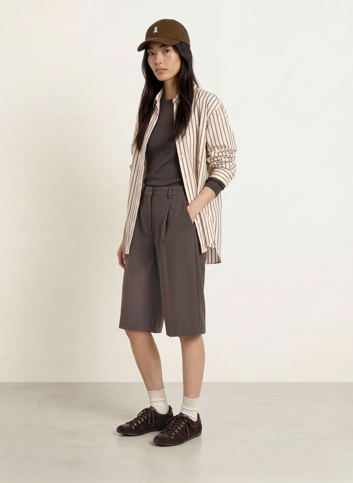 ARMEDANGELS Overhemdblouse: CRÈME / MARRON FONCÉ