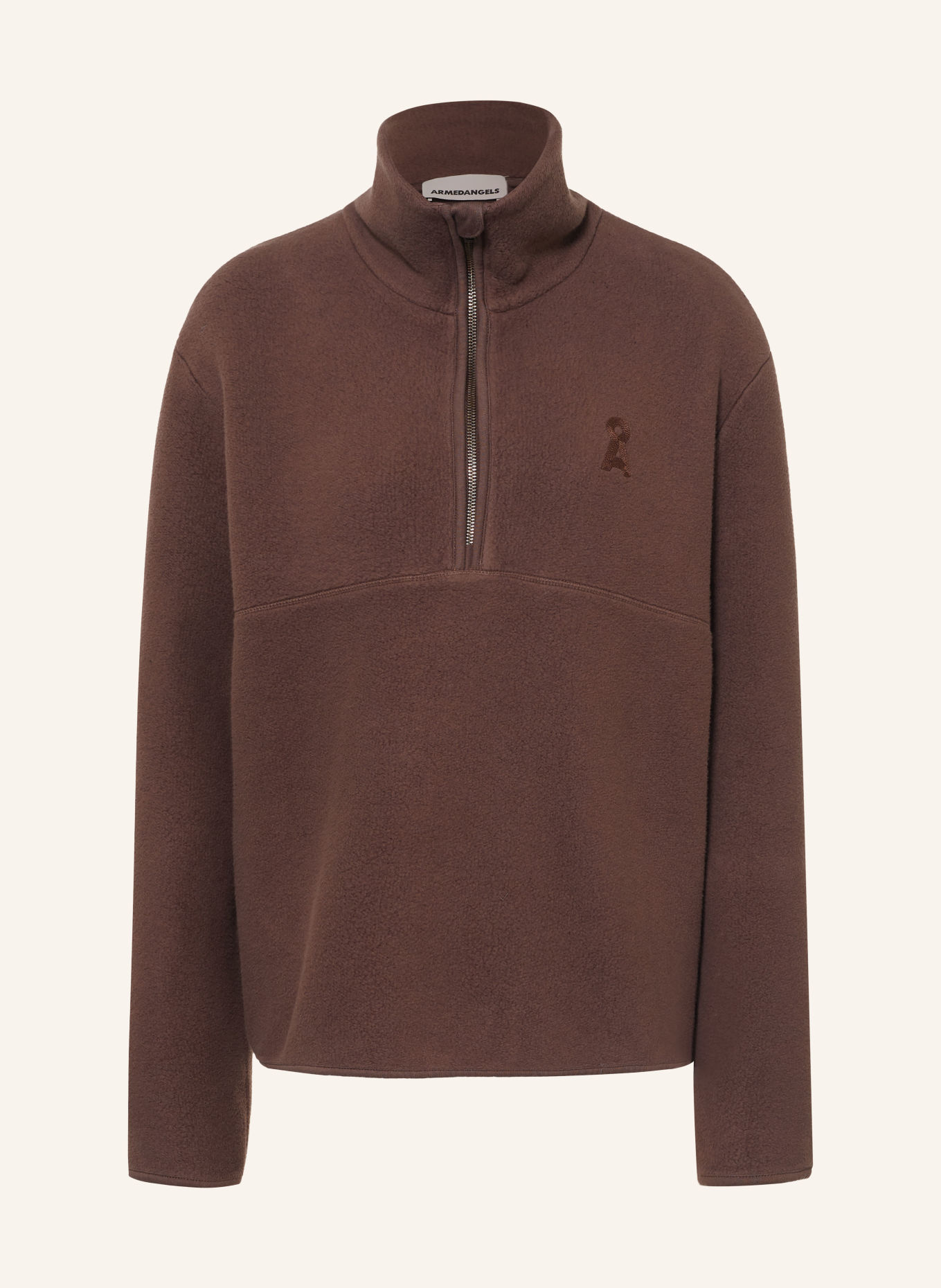 ARMEDANGELS HAARLEENAA Fleece Half-zip Sweater: DARK BROWN