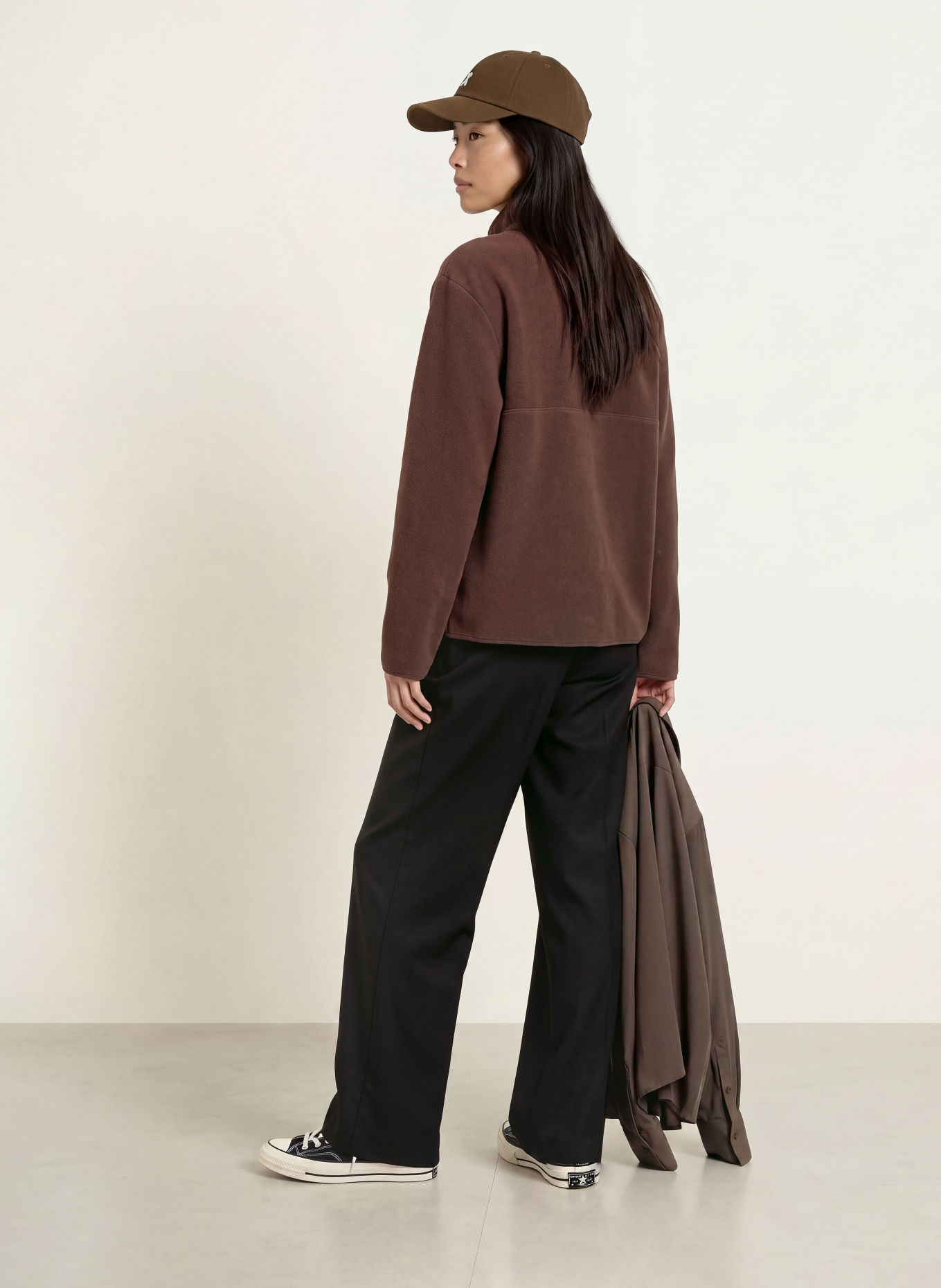 ARMEDANGELS HAARLEENAA Fleece Half-zip Sweater: DARK BROWN