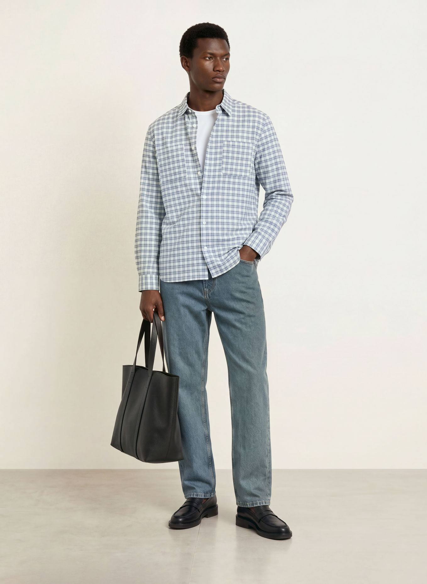 A.P.C. Overhemd MALCOM Comfort Fit: ECRU / DONKERBLAUW