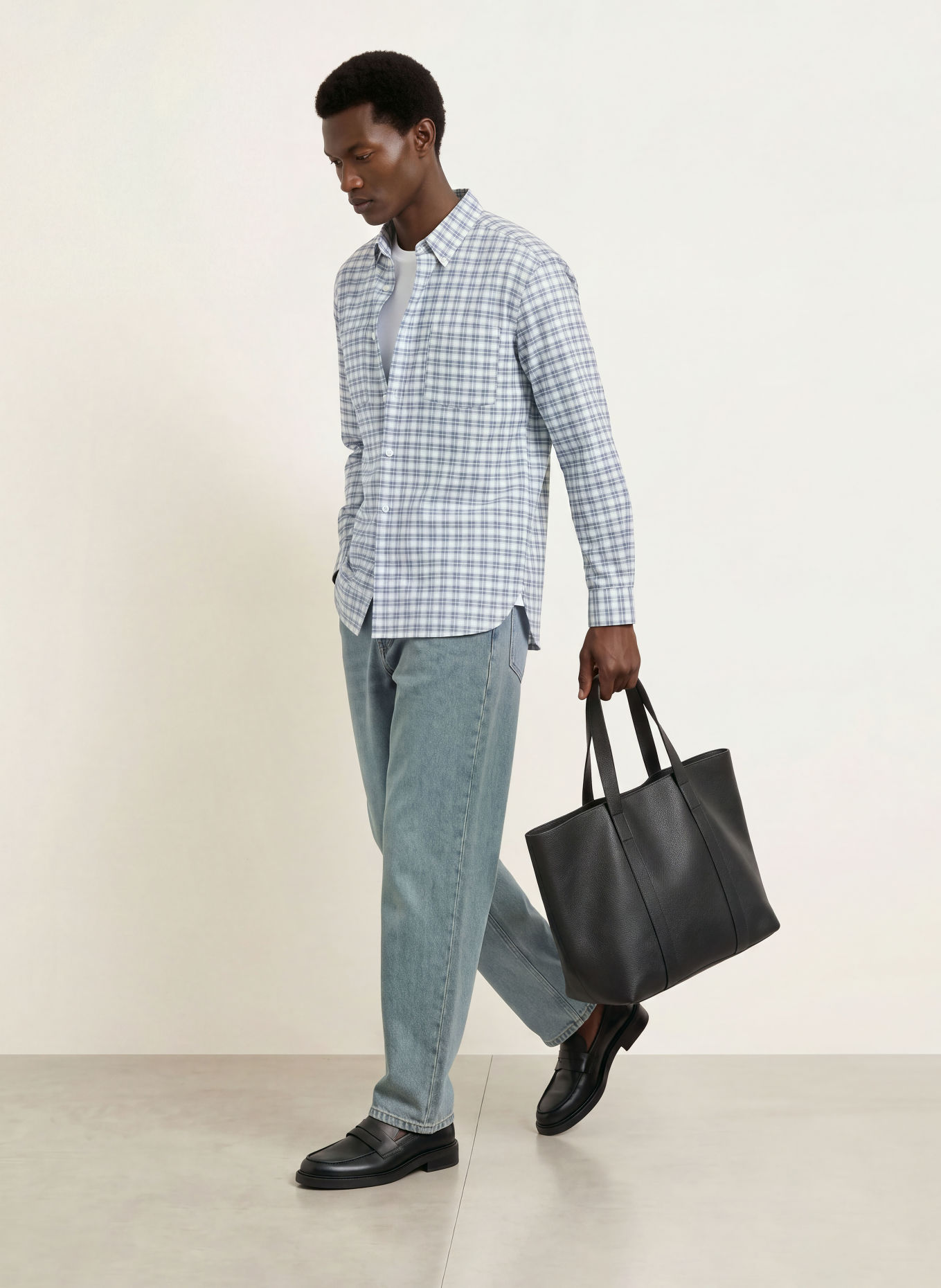 A.P.C. Overhemd MALCOM Comfort Fit: ECRU / DONKERBLAUW