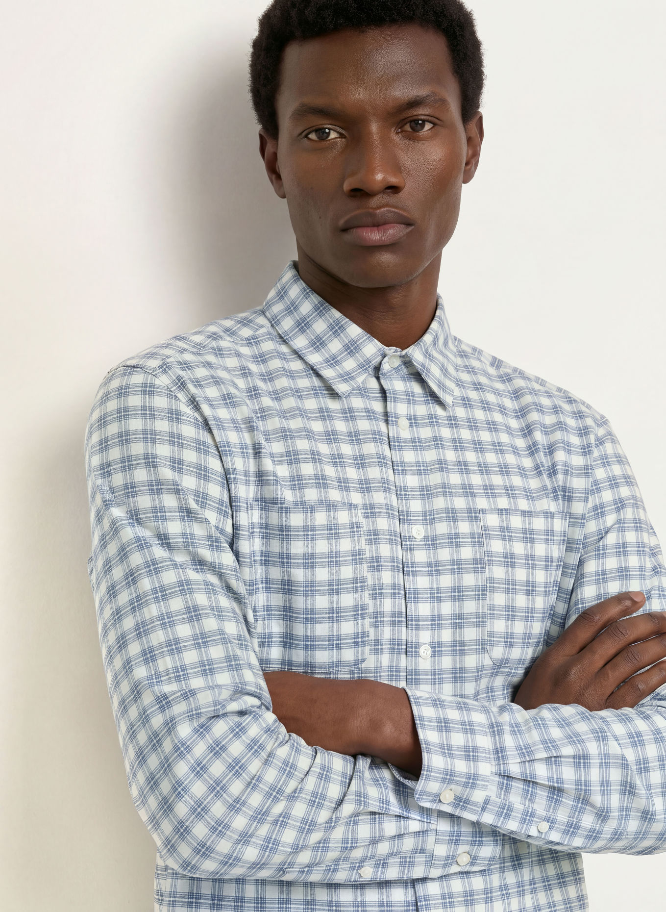 A.P.C. Overhemd MALCOM Comfort Fit: ECRU / DONKERBLAUW