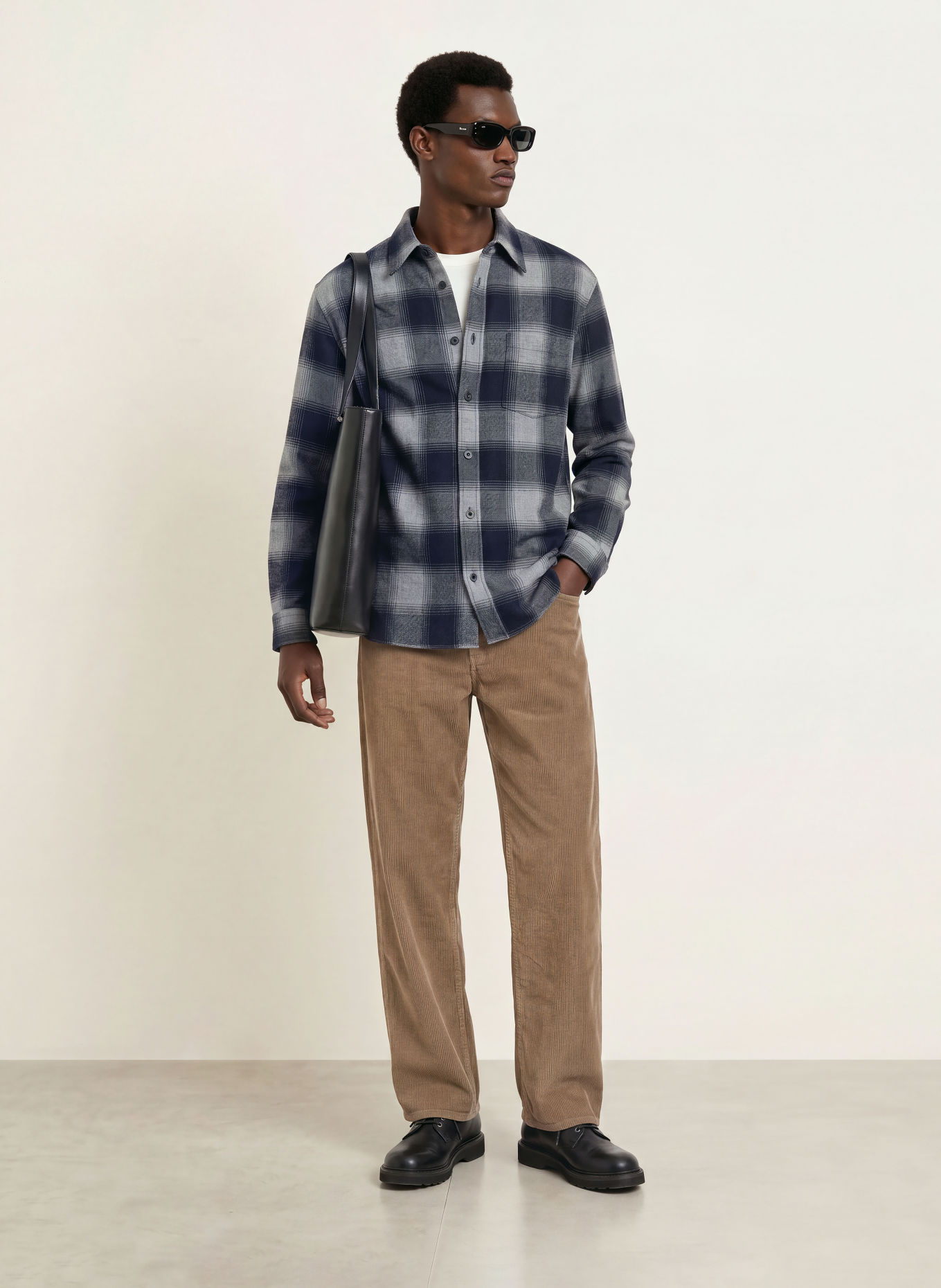 A.P.C. Flanellhemd MALAURY Comfort Fit: GRAU / DUNKELBLAU