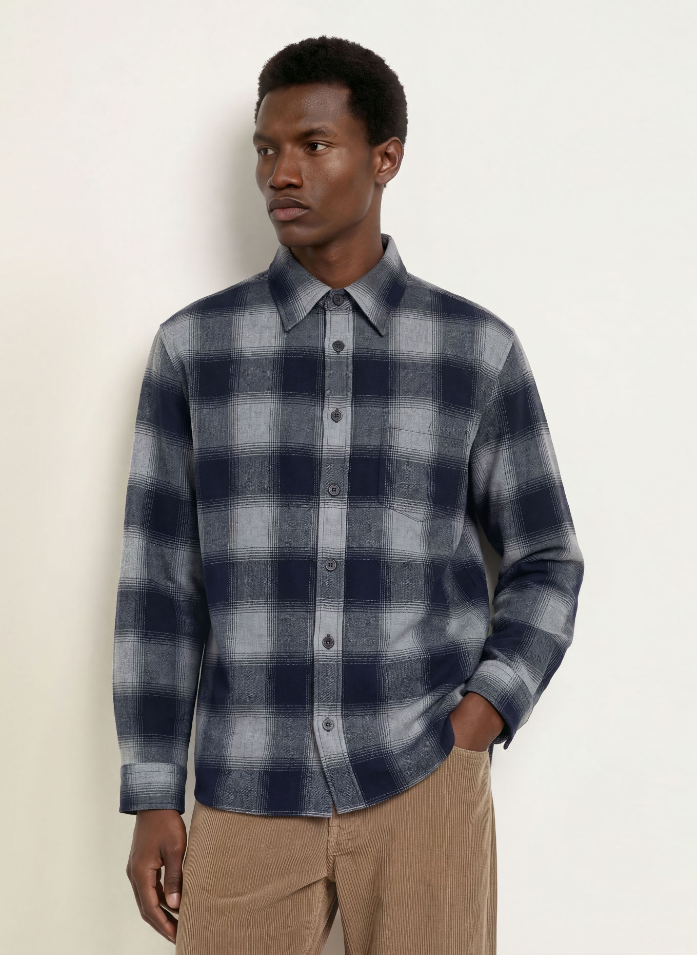 A.P.C. Flanellhemd MALAURY Comfort Fit: GRAU / DUNKELBLAU
