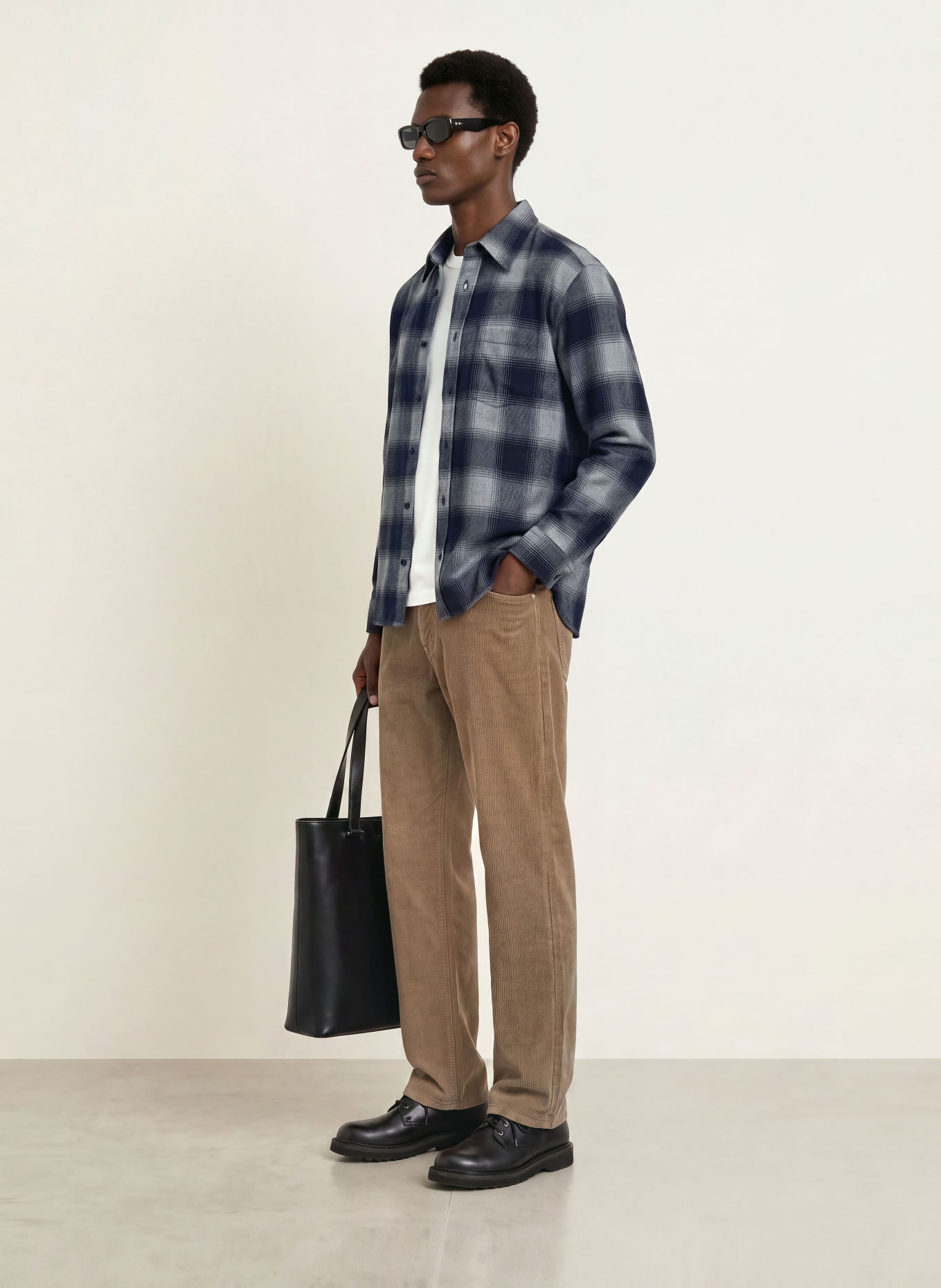 A.P.C. Flanellhemd MALAURY Comfort Fit: GRAU / DUNKELBLAU