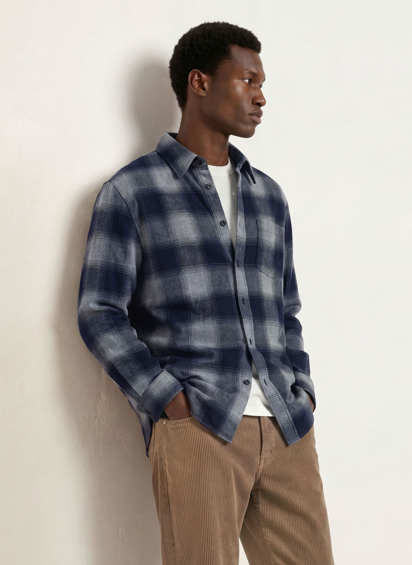 A.P.C. Flanellhemd MALAURY Comfort Fit: GRAU / DUNKELBLAU