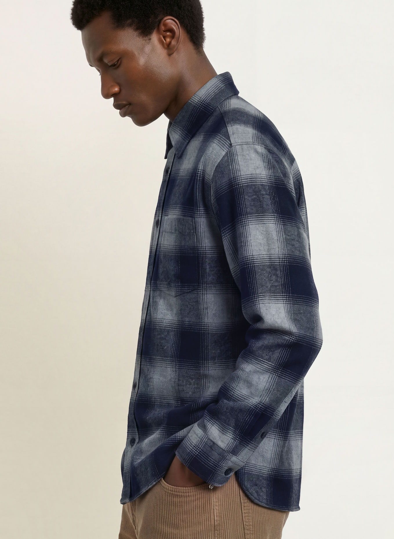 A.P.C. Flanellhemd MALAURY Comfort Fit: GRAU / DUNKELBLAU
