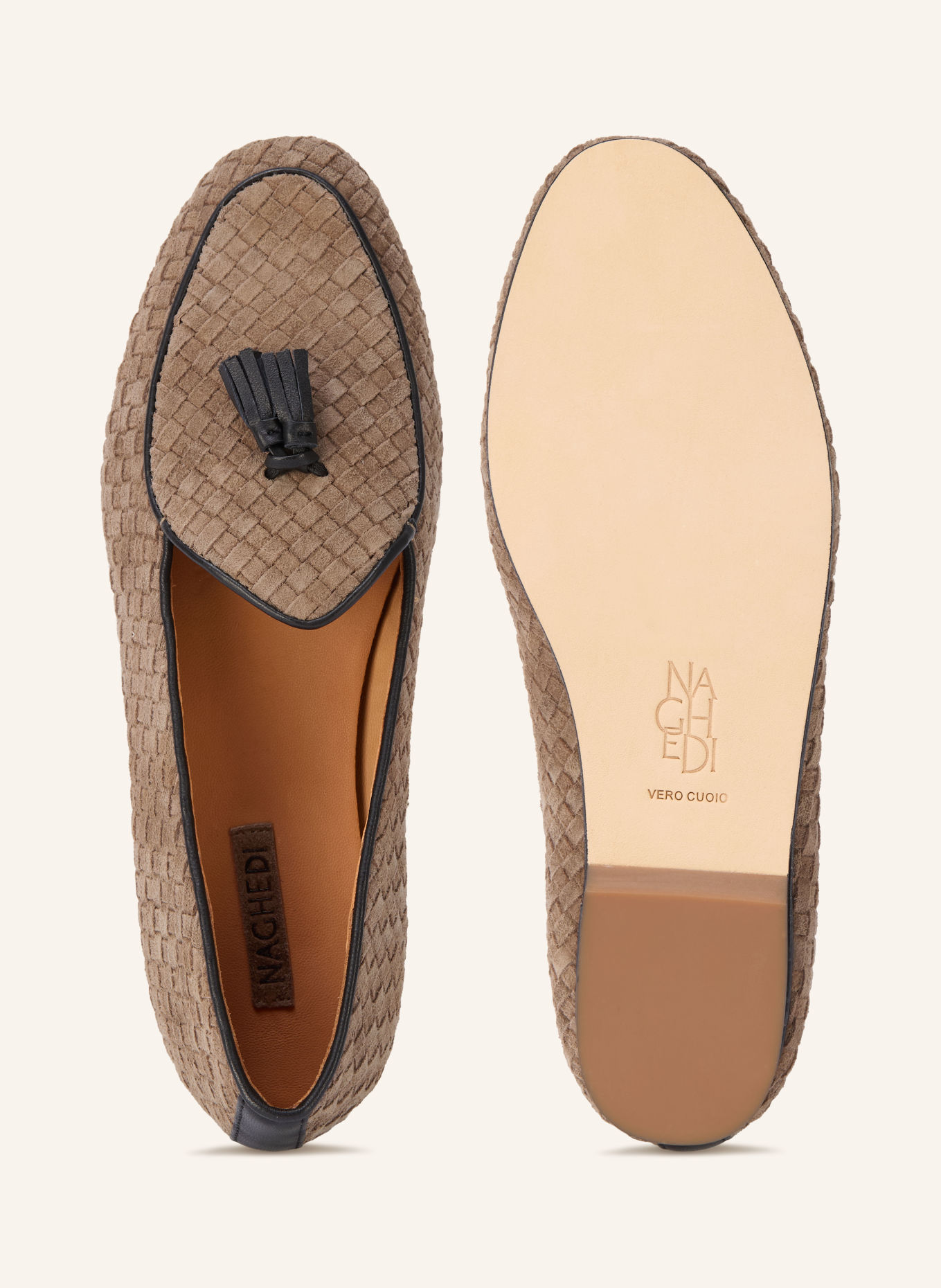 Naghedi Loafers LUCCA: LICHTBRUIN / ZWART
