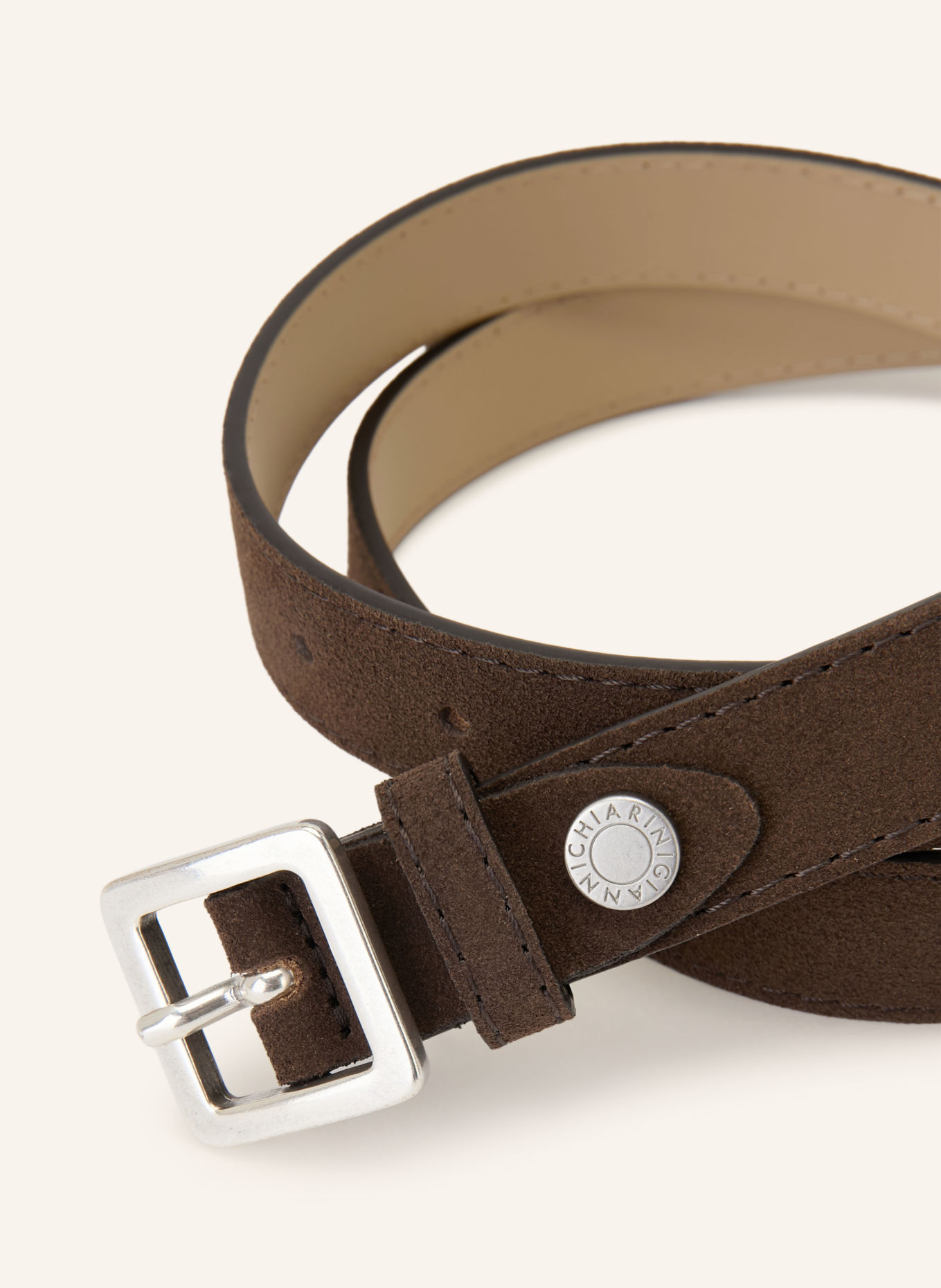 GIANNI CHIARINI Leren riem: MARRON FONCÉ / ZILVER