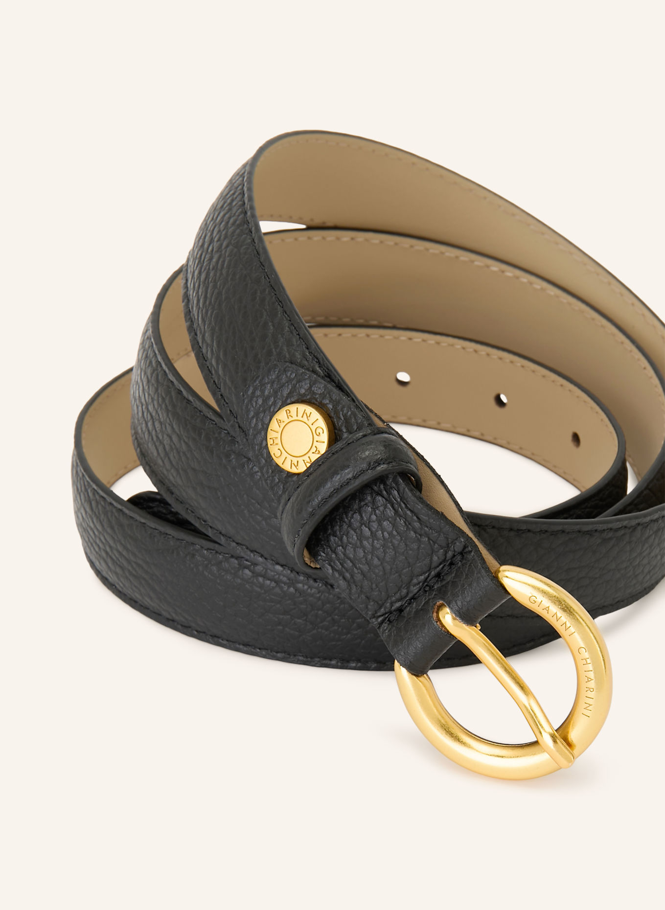 GIANNI CHIARINI Ledergürtel: SCHWARZ / GOLD