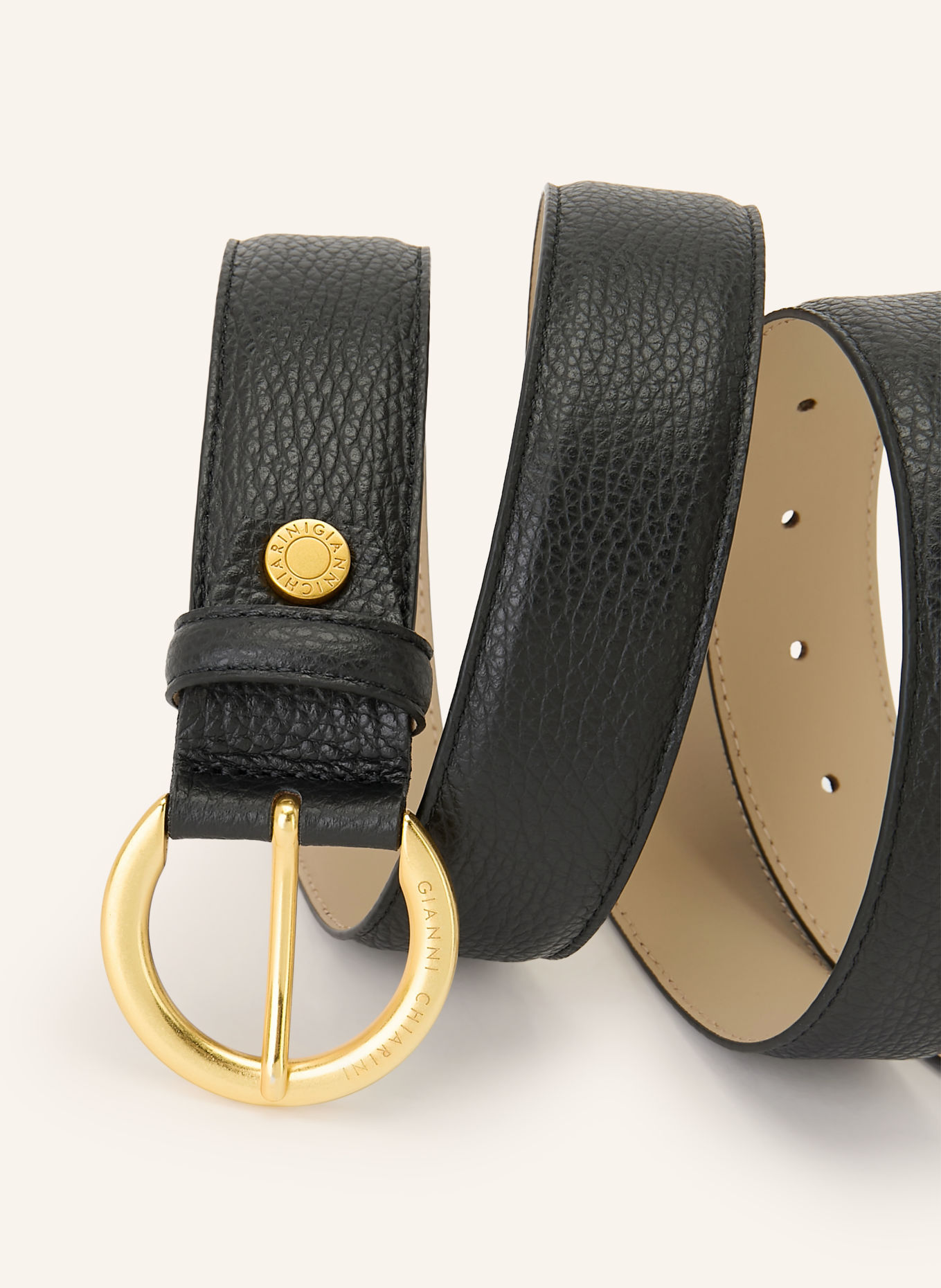 GIANNI CHIARINI Ledergürtel: SCHWARZ / GOLD
