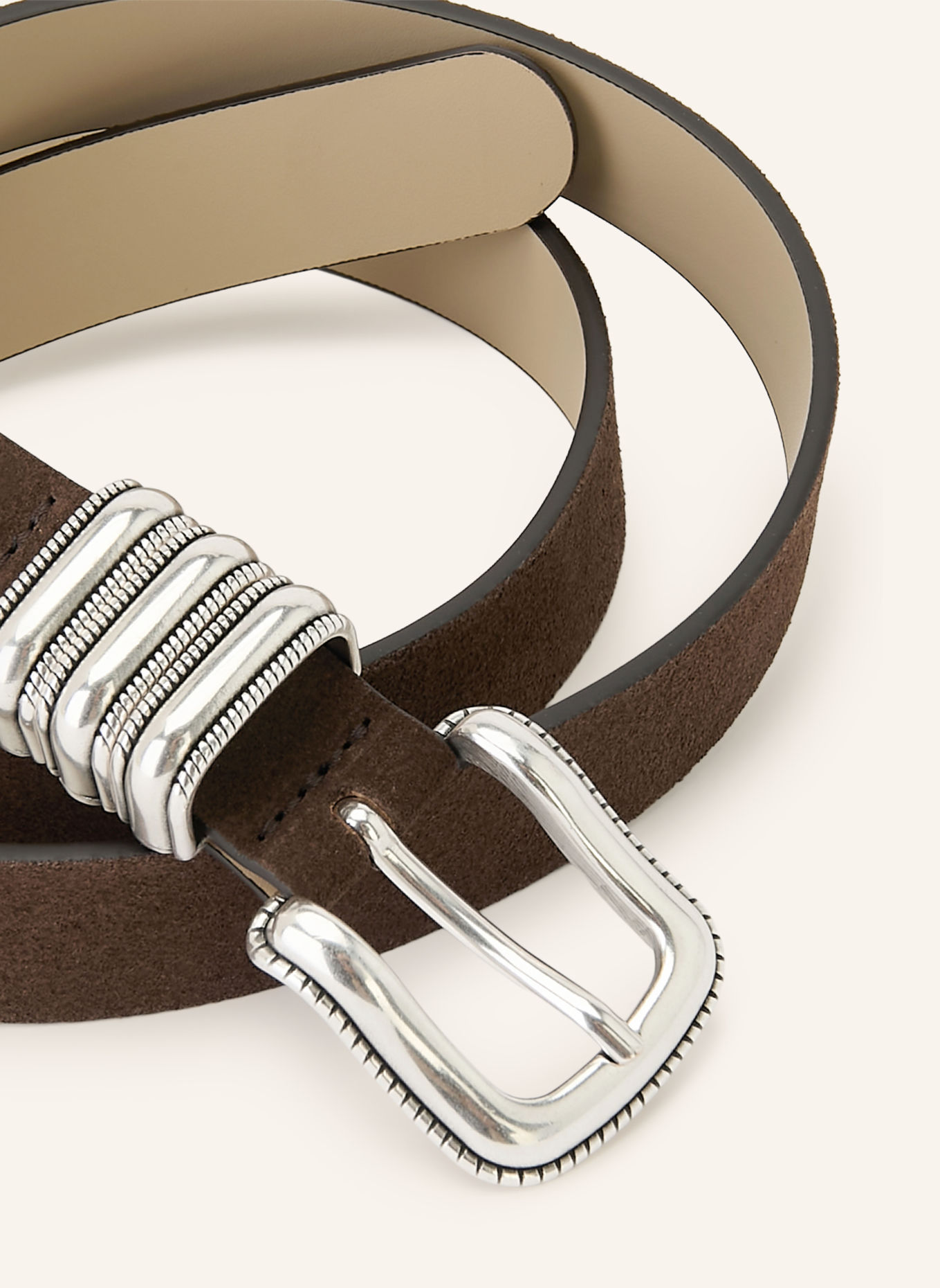 GIANNI CHIARINI Ledergürtel: DUNKELBRAUN / SILBER