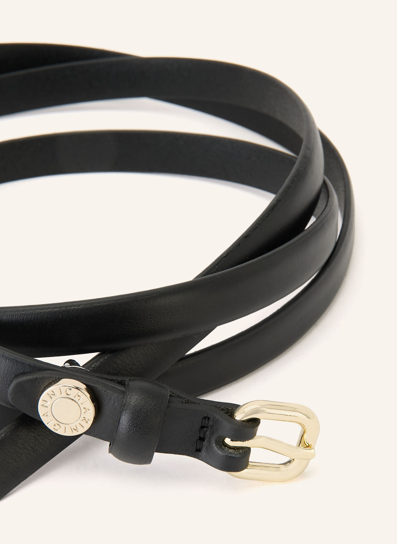 GIANNI CHIARINI Leren riem: ZWART / GOUD