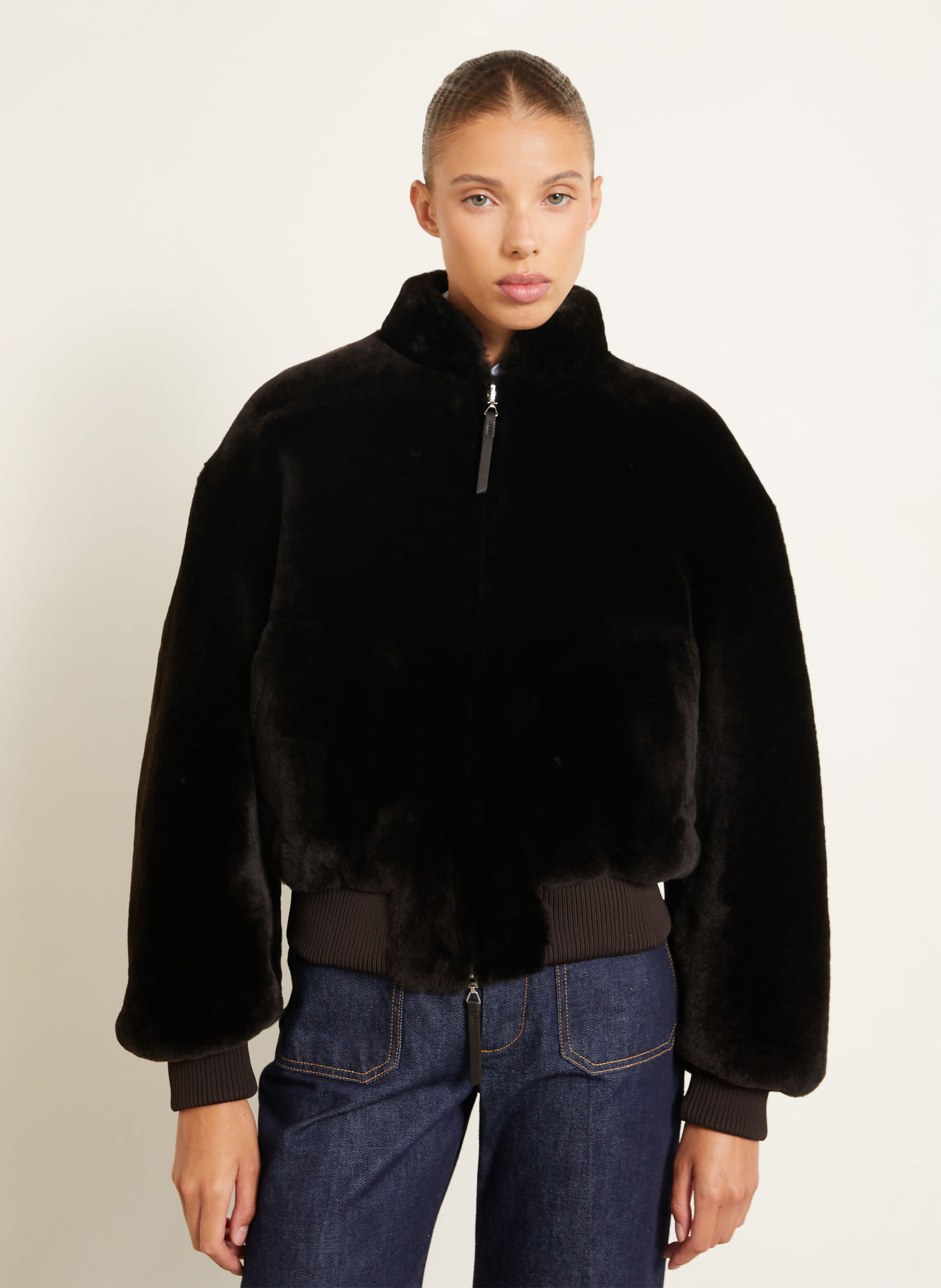 UTZON Lederblouson zum Wenden: DUNKELBRAUN / BRAUN