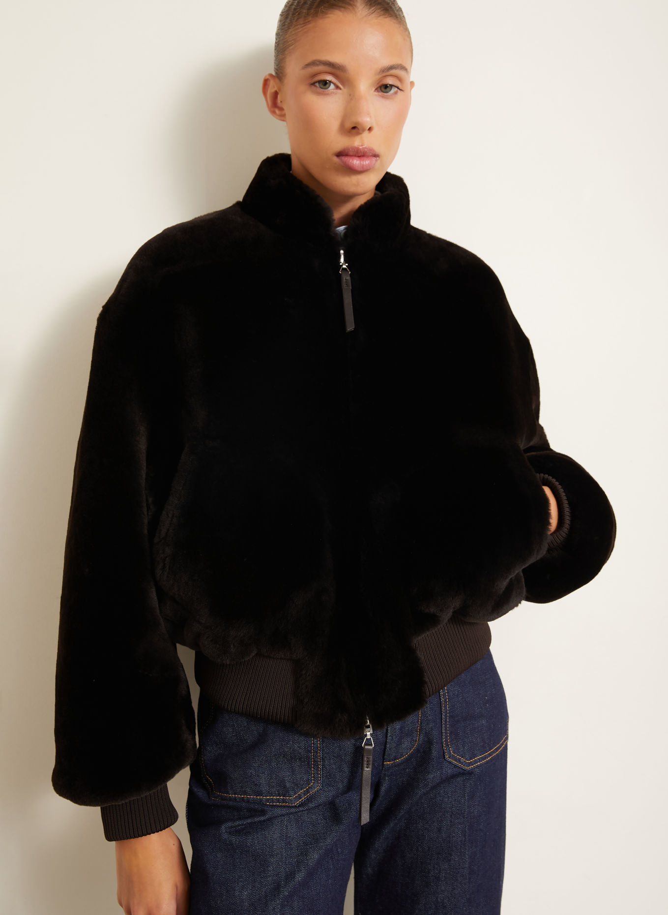 UTZON Lederblouson zum Wenden: DUNKELBRAUN / BRAUN