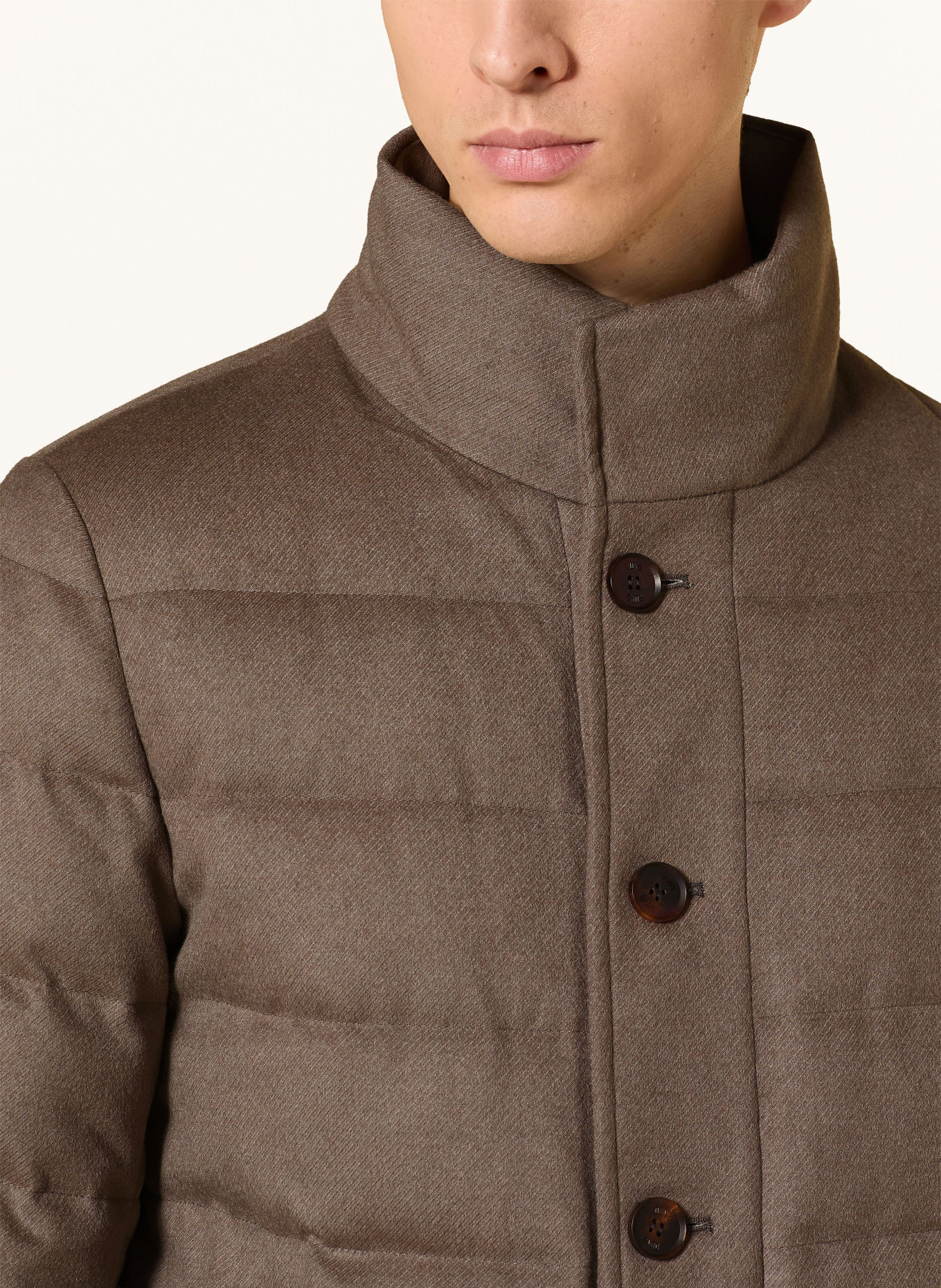 DUNO Daunenmantel ORLANDO mit herausnehmbarer Blende: TAUPE