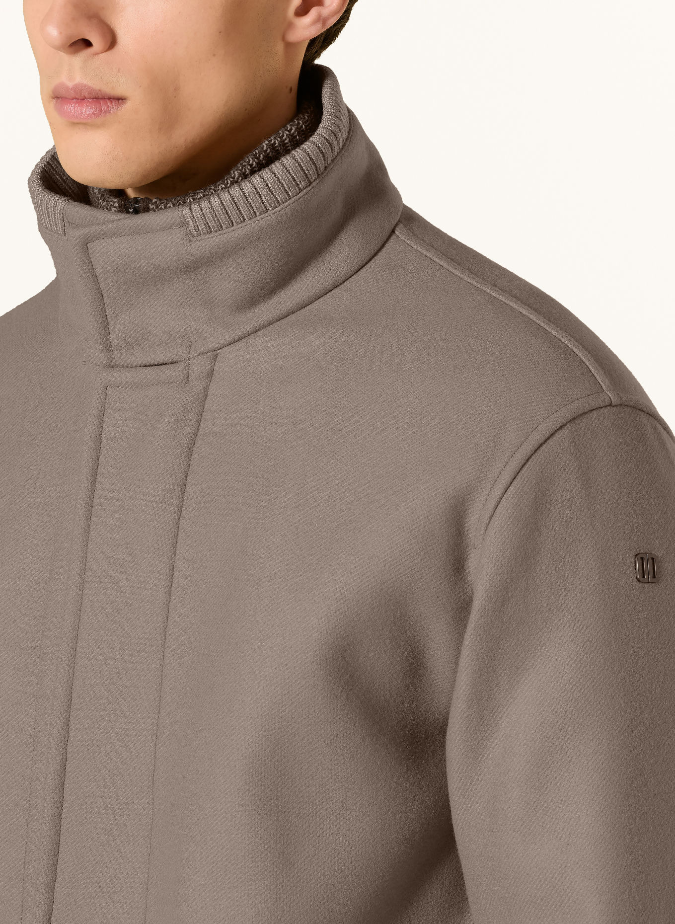 DUNO Wollen mantel LAERTE ARBUS met afneembare capuchon: TAUPE