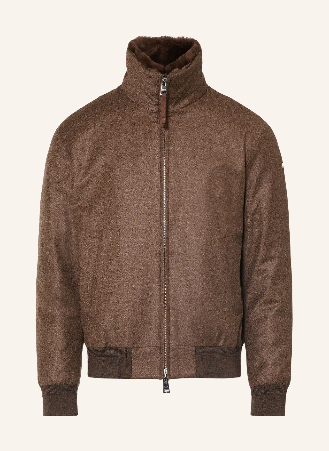 DUNO ONORIO LEVICO Down bomber jacket with Detachable Collar: BROWN