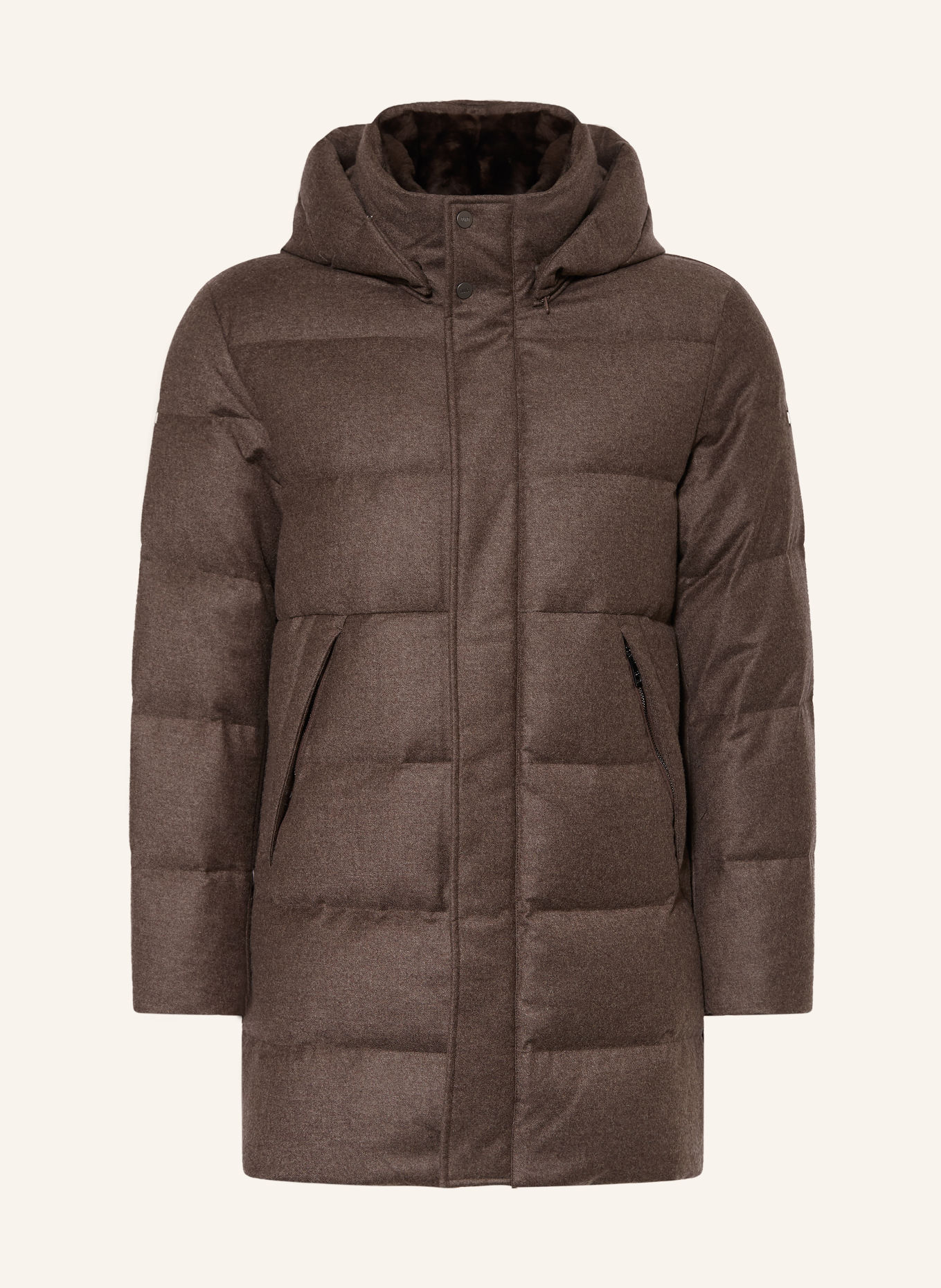 DUNO Donsmantel MAGNUS F LEVICO met afneembare capuchon: BRUIN