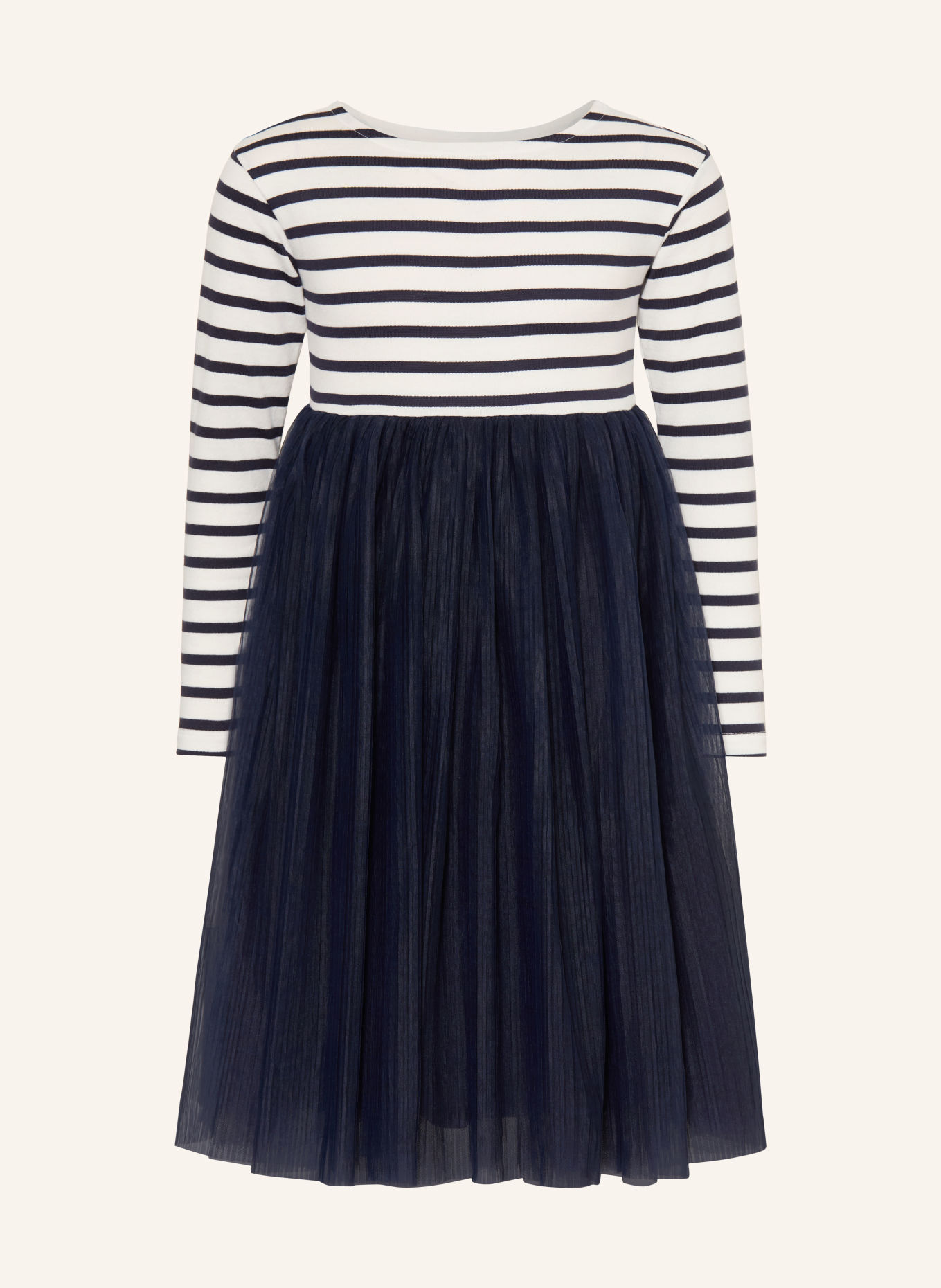 PETIT BATEAU Robe en mélange de matières: BLEU FONCÉ / BLANC