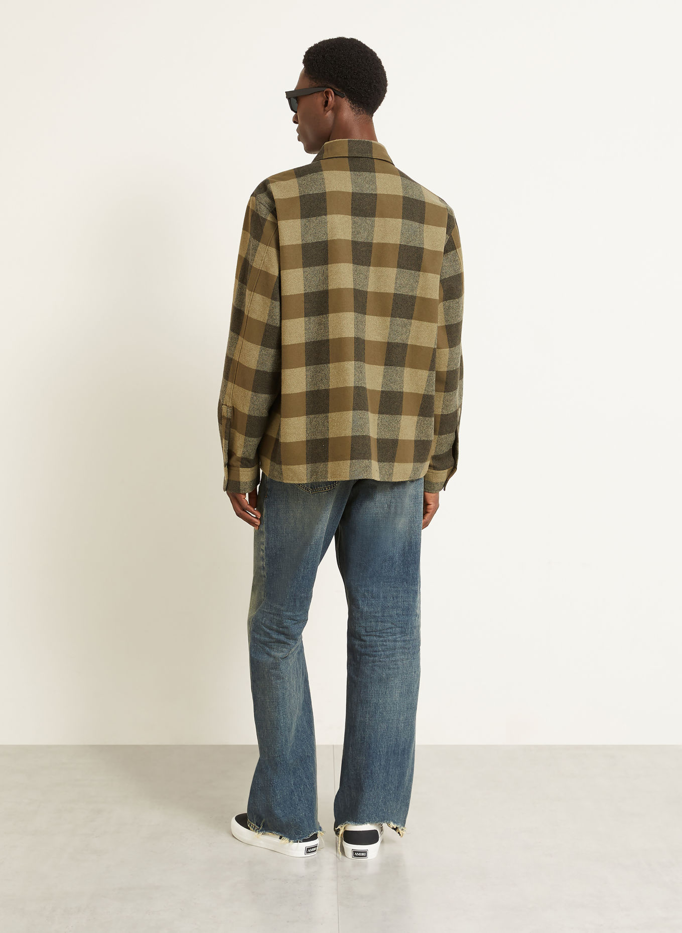 AMIRI Flanellen overhemd Comfort Fit: KAKI / OLIJF
