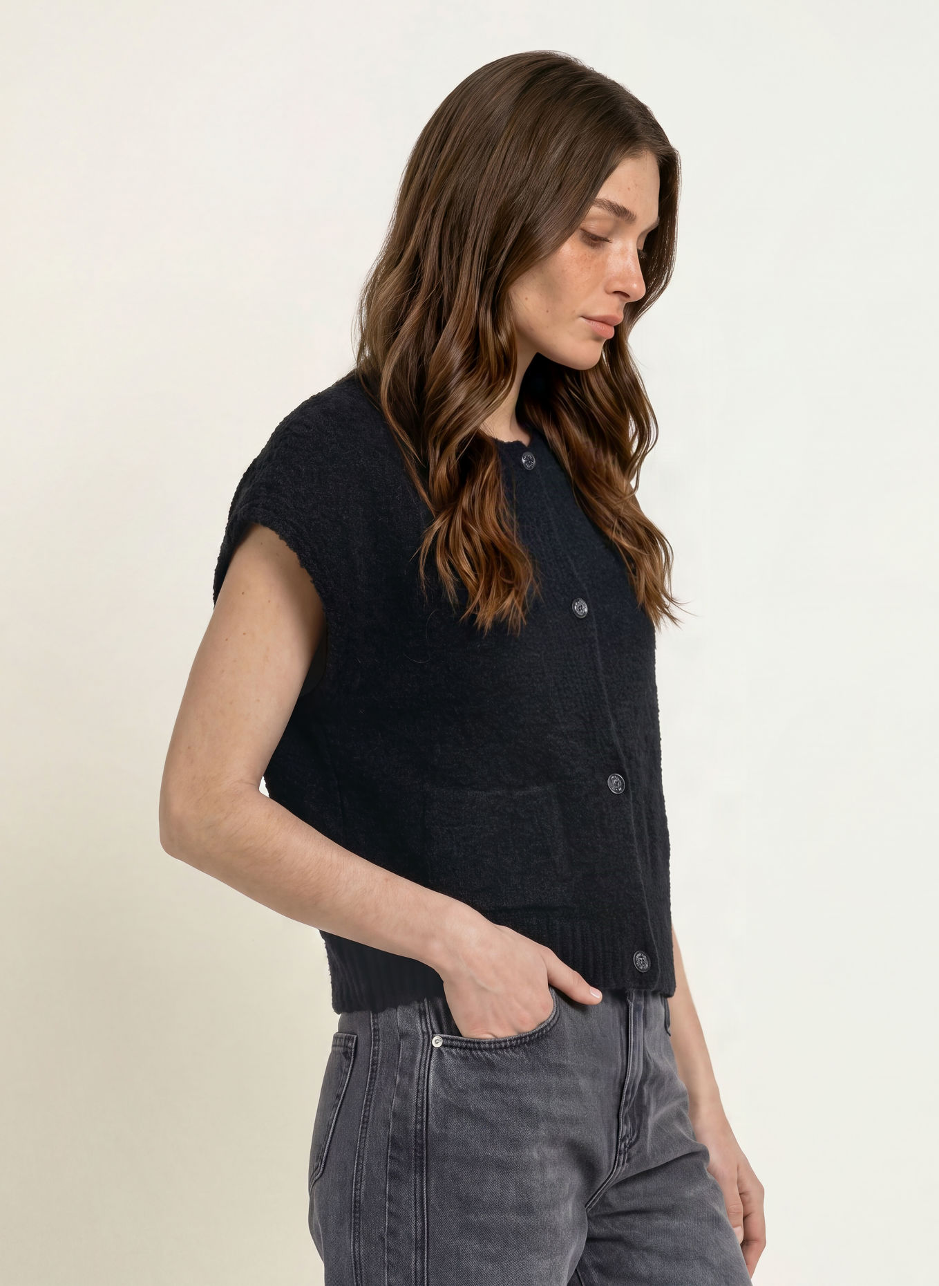 MARC CAIN Strickjacke mit Alpaka: 900 black new