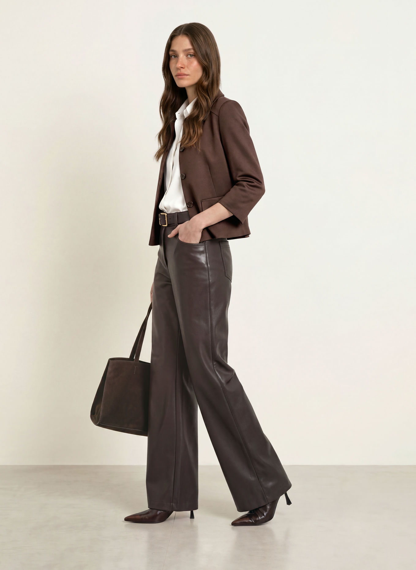 MARC CAIN Kastenjacke aus Jersey: 697 seal brown