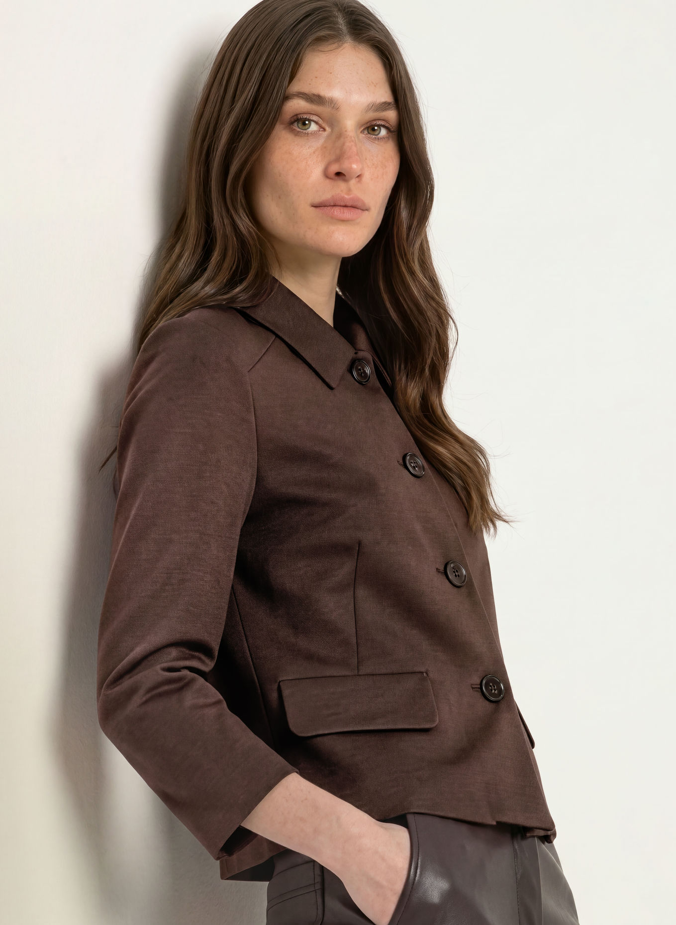 MARC CAIN Kastenjacke aus Jersey: 697 seal brown