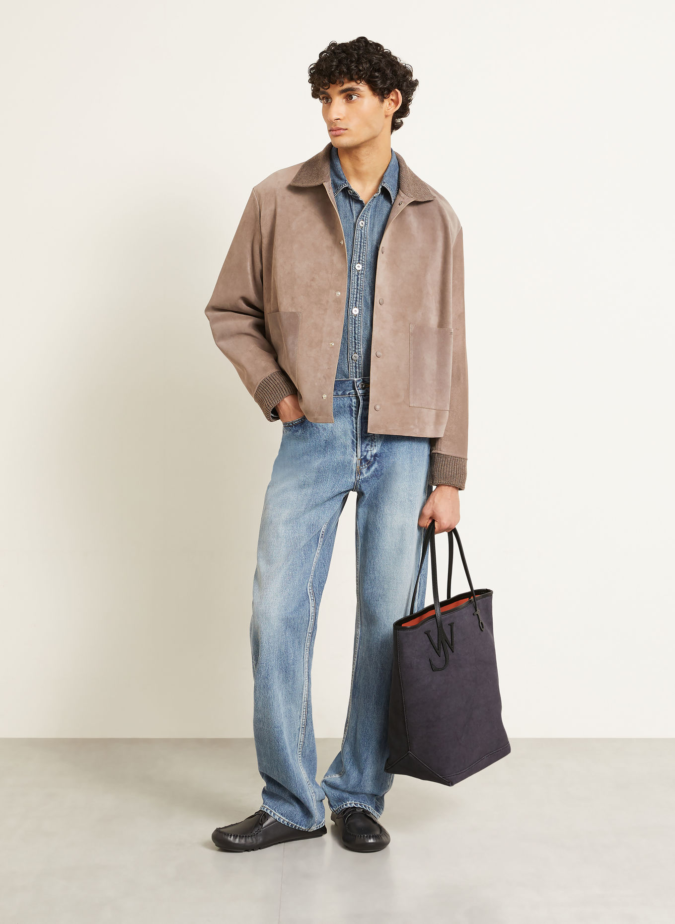 JW ANDERSON Shoppers ANCHOR LARGE Tote Bag: DARK BLUE