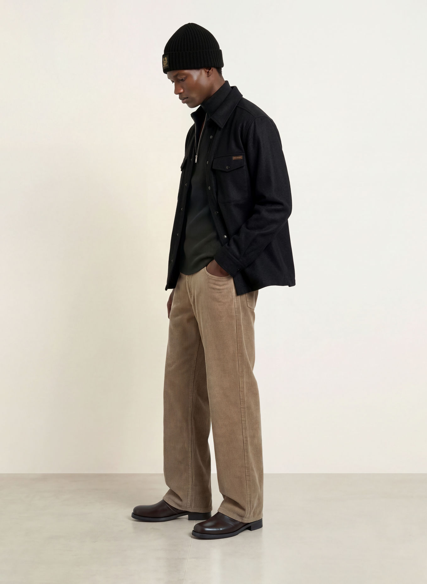 BELSTAFF Flanellen Overjacket CASTLE: ZWART