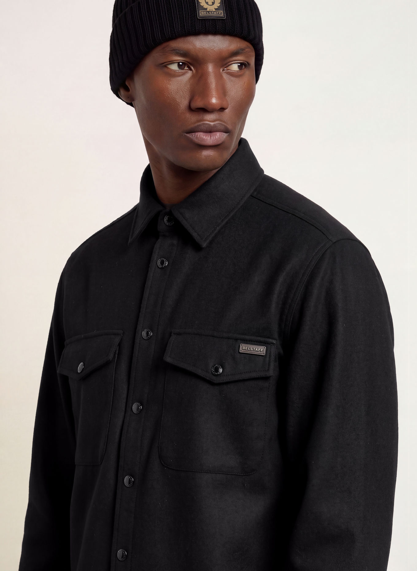 BELSTAFF Flanellen Overjacket CASTLE: ZWART